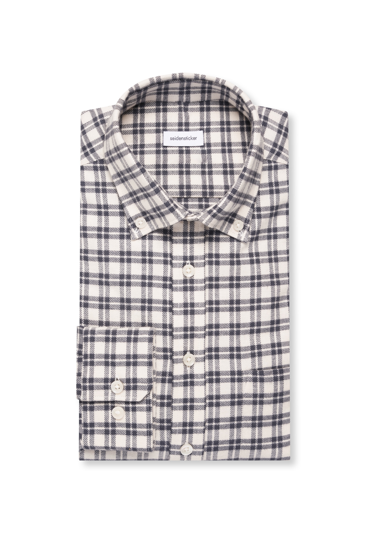 seidensticker Flanellhemd Slim 1/1 Button-Down-Kragen Karo