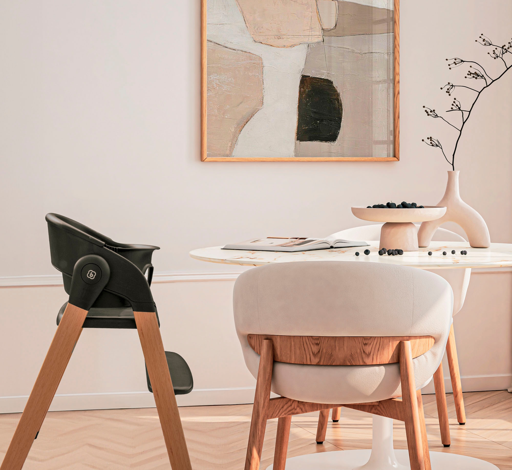 BabyGo Hochstuhl »Levels, black wood optic« () platzsparend zusammenklappbar