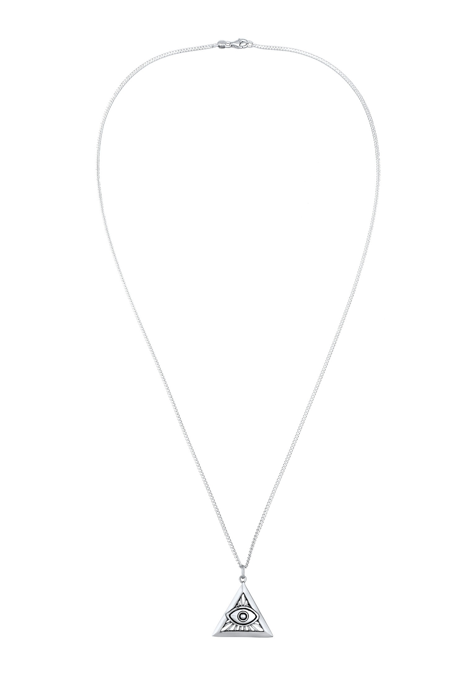 Kuzzoi Lange Kette »Halskette Herren Evil Eye Dreieck 925 Sterling Silber«