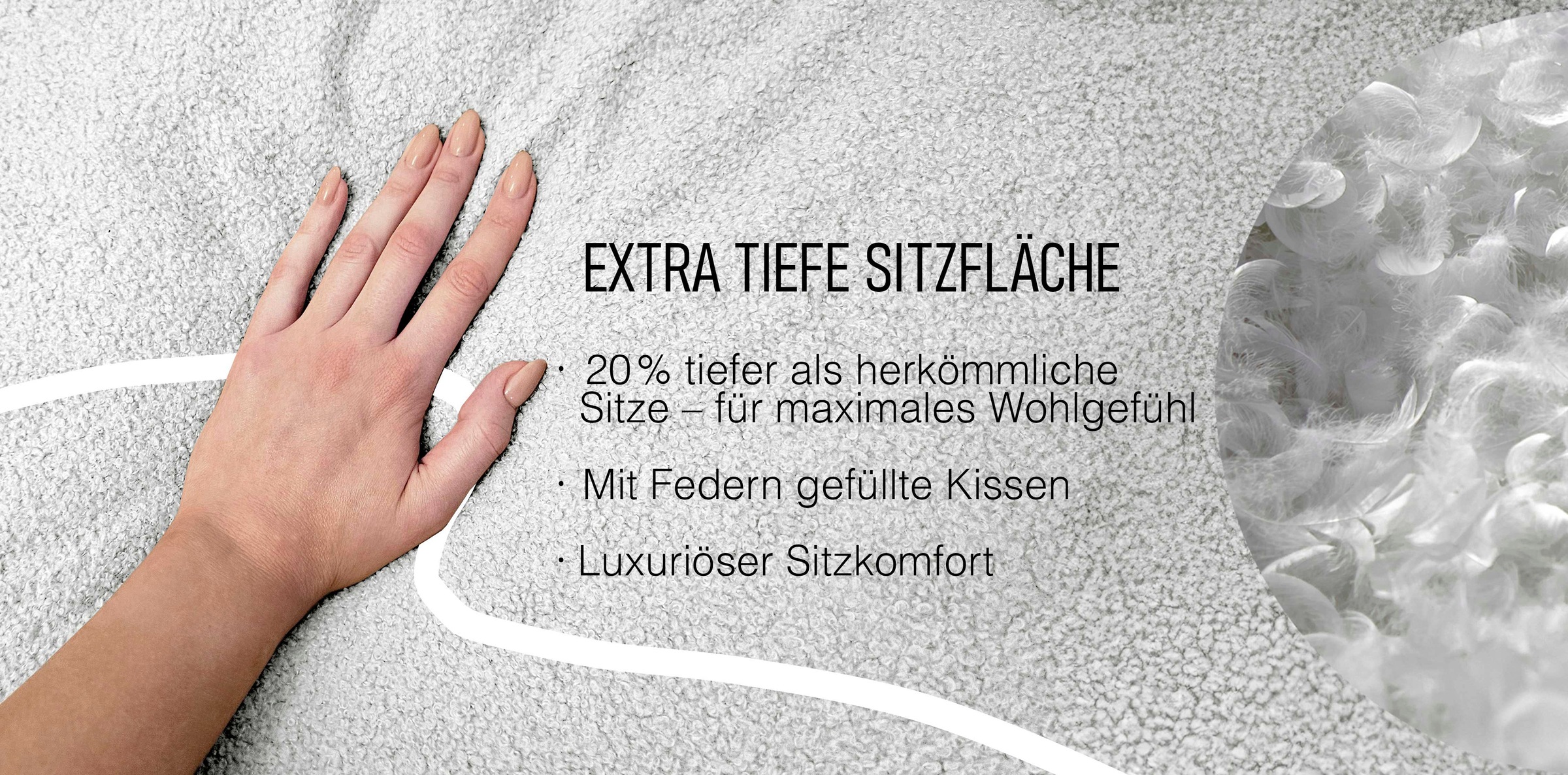Home affaire Big-Sofa »Coray«, extra weich und kuschelig, Füllung mit Federn und Daunen