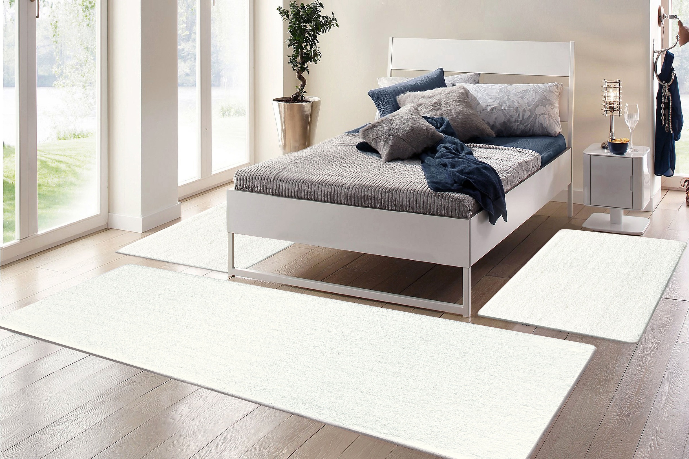 andas Bettumrandung »Malik«, (3 tlg.), extra weiche Haptik, flach, Uni-Farben, pflegeleicht, elegant