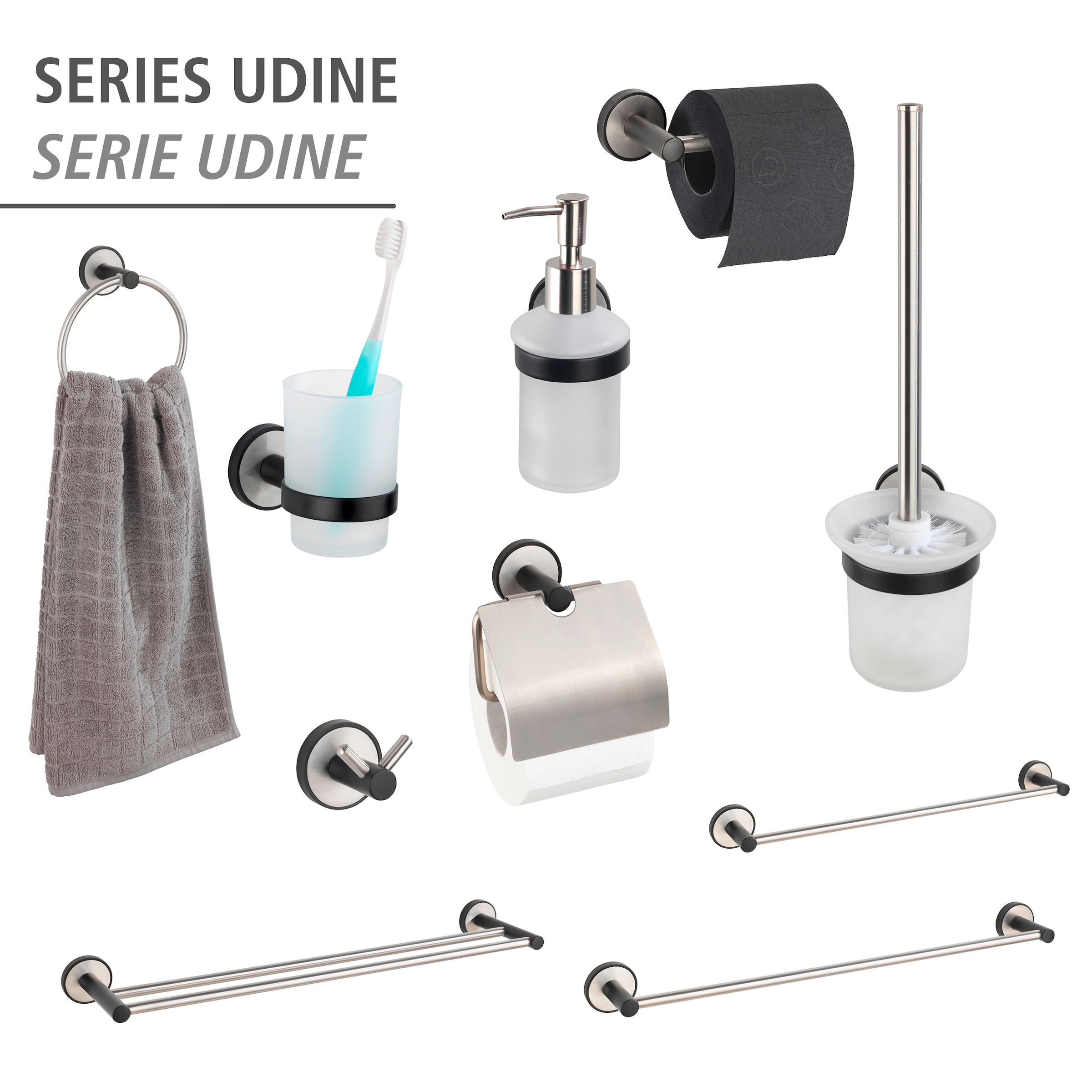 WENKO WC-Garnitur »UV-Loc® Udine«, aus Edelstahl-Glas, befestigen ohne  Bohren online kaufen | mit 3 Jahren XXL Garantie