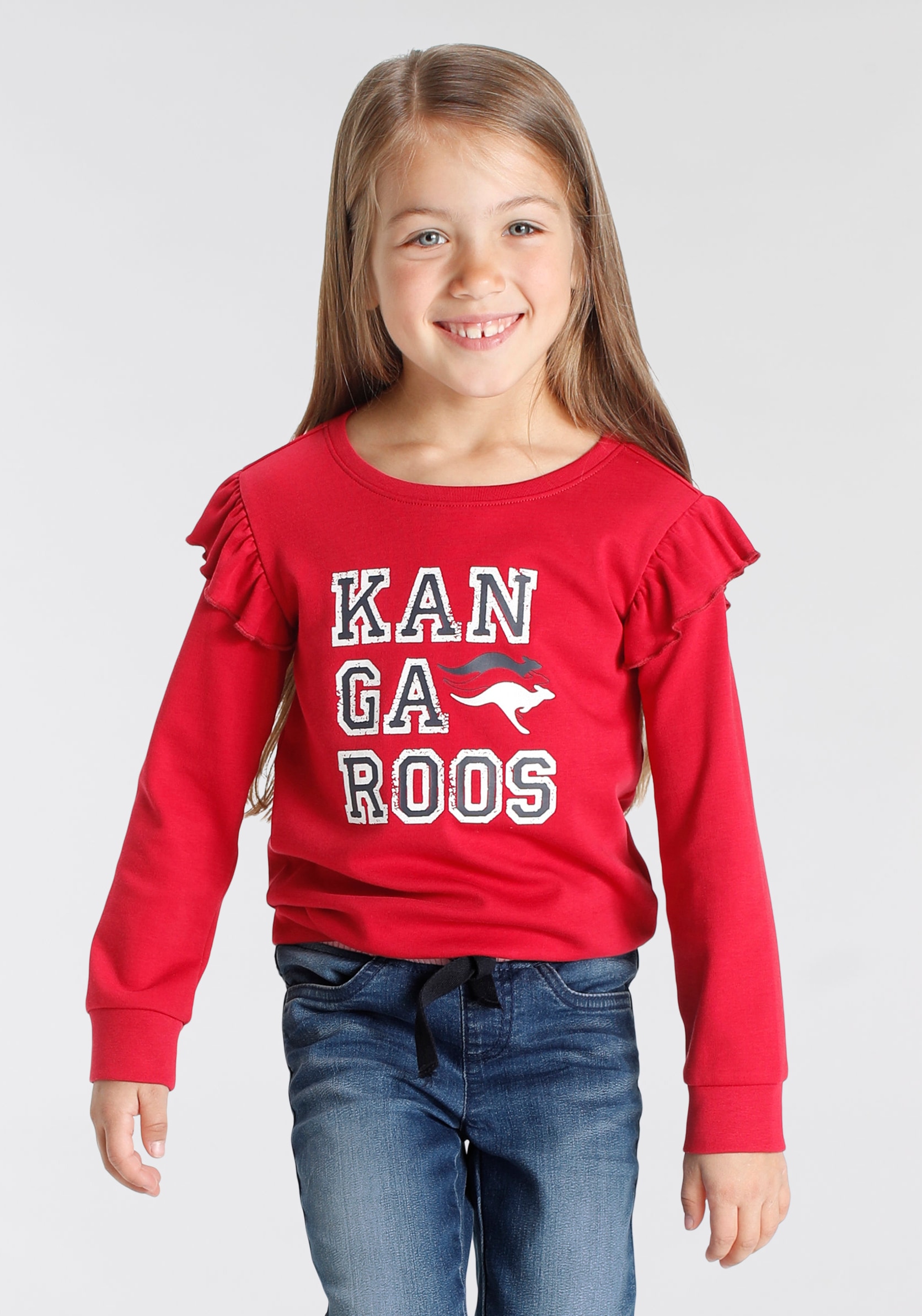KangaROOS Sweatshirt bei an Rüschen mit den ♕ »Glitter«, Ärmeln