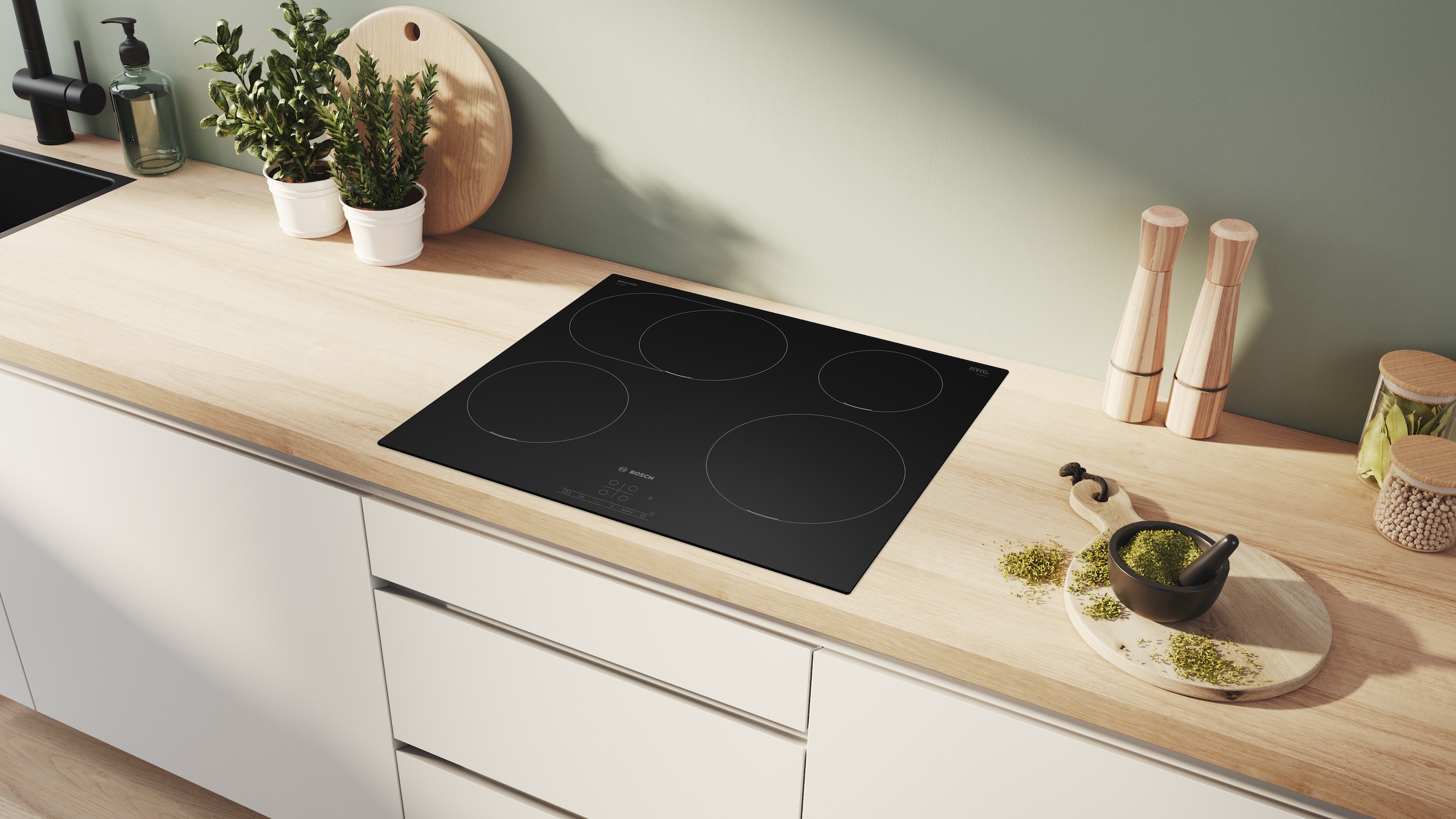 BOSCH Induktions-Kochfeld »PIF61ABB5E« Mattes Design in Carbon Black und einfache Touch Select Bedienung