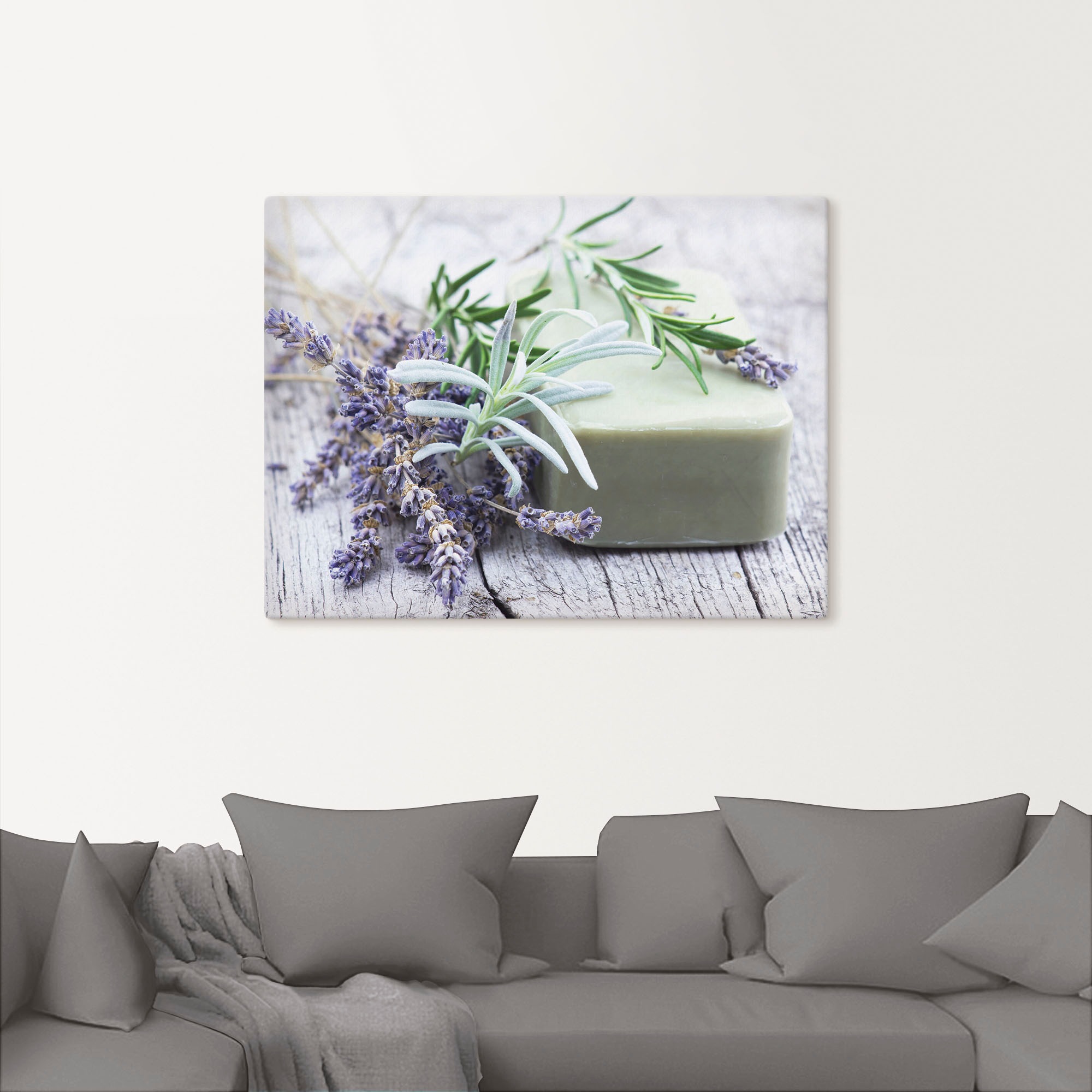 Artland Wandbild »Stück natürlicher Seife mit Kräutern«, Spa, (1 St.), als Leinwandbild, Poster, Wandaufkleber in verschied. Größen