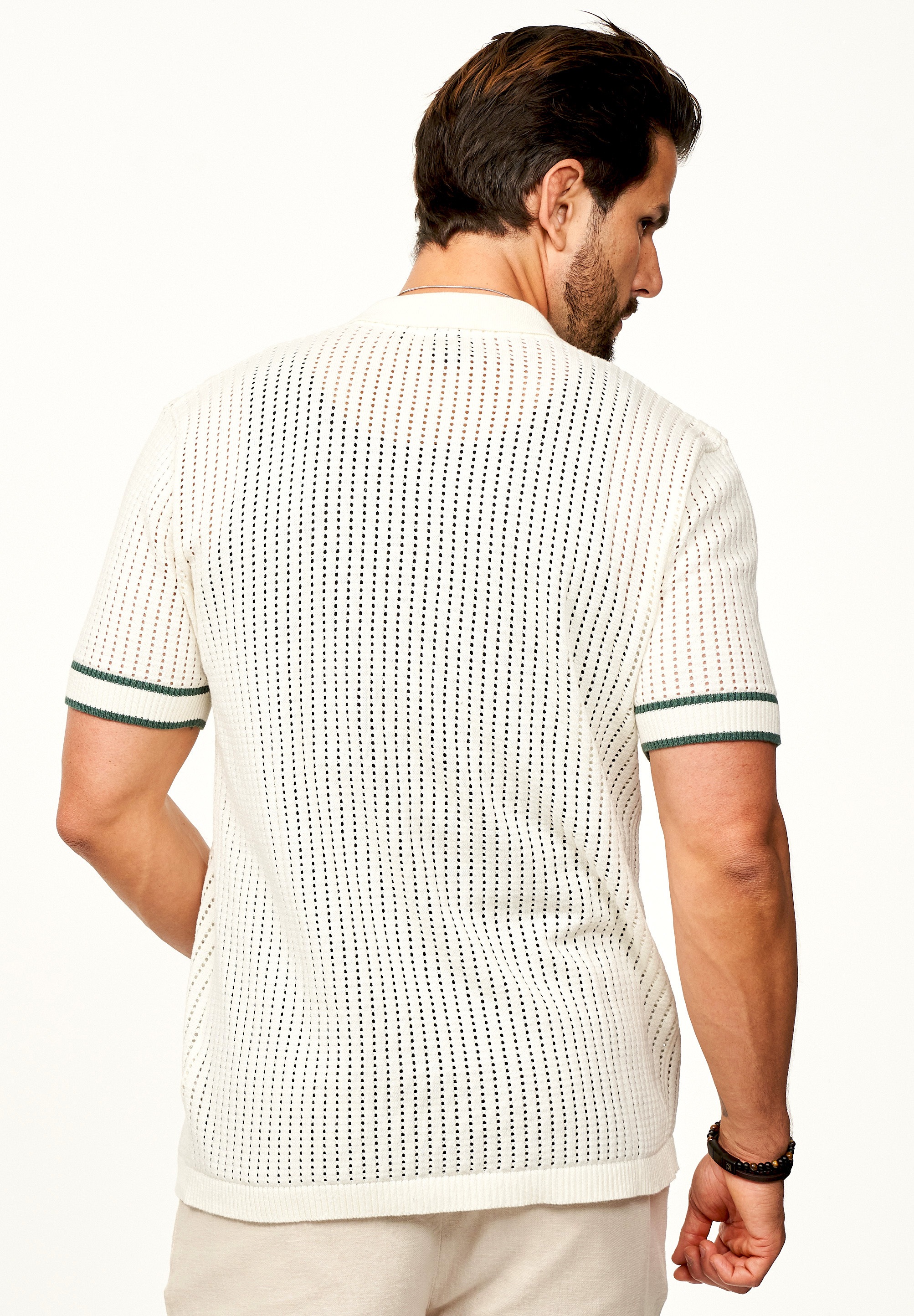 SOULSTAR Poloshirt »Kurzarm Strickhemd im Cardigan Stil mit Knopfleiste für Herren«