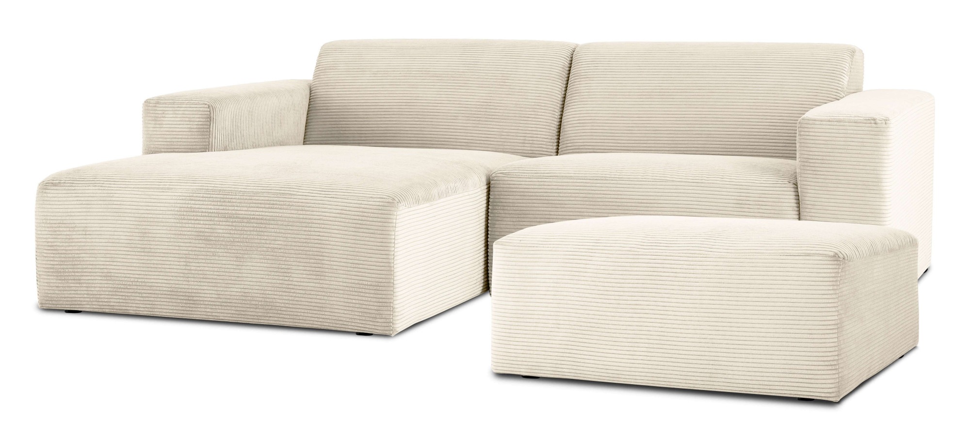 INOSIGN Ecksofa »Koa,228cm, L-Form, Modulsofa, Webstoff, Cord«, Designsofa, Set, Hocker inklusive, weicher Lounge-Sitzkomfort