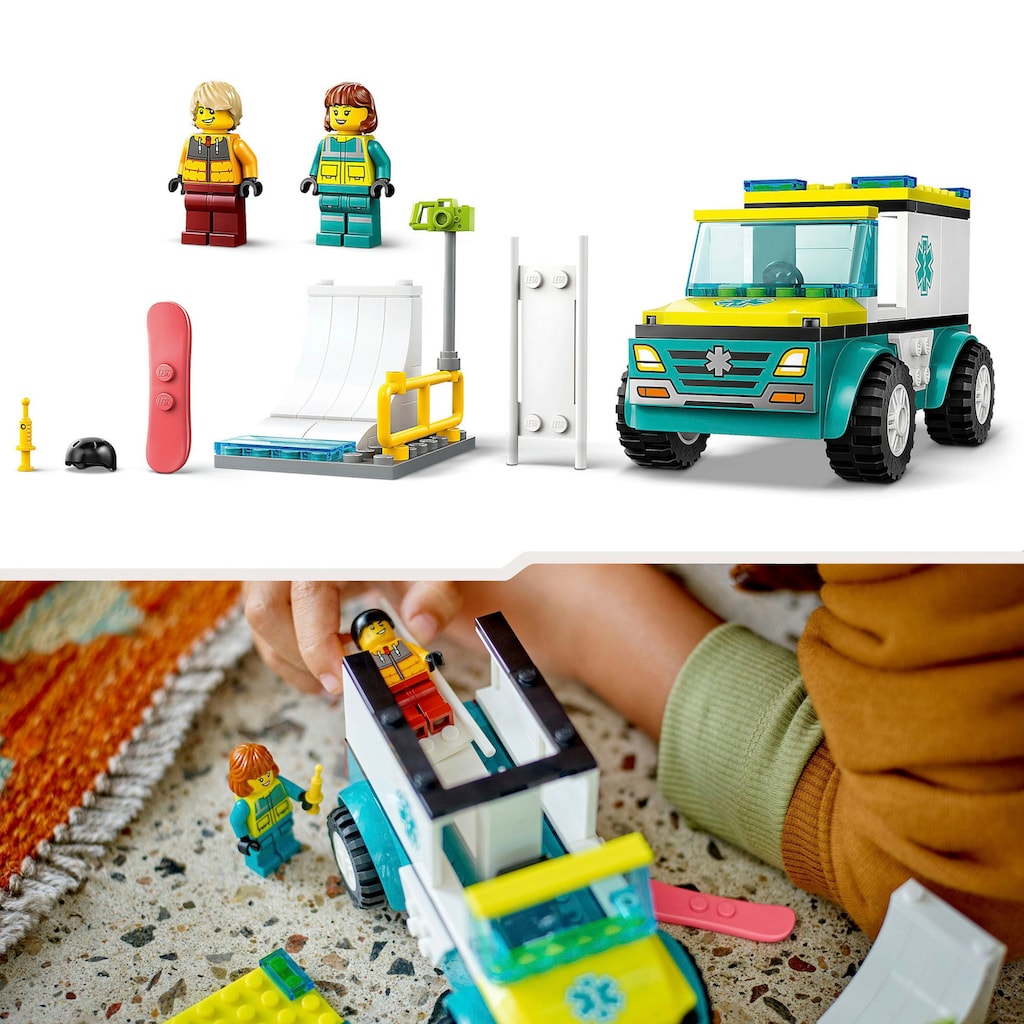 LEGO® Konstruktionsspielsteine »Rettungswagen und Snowboarder (60403), LEGO City«, (79 St.)