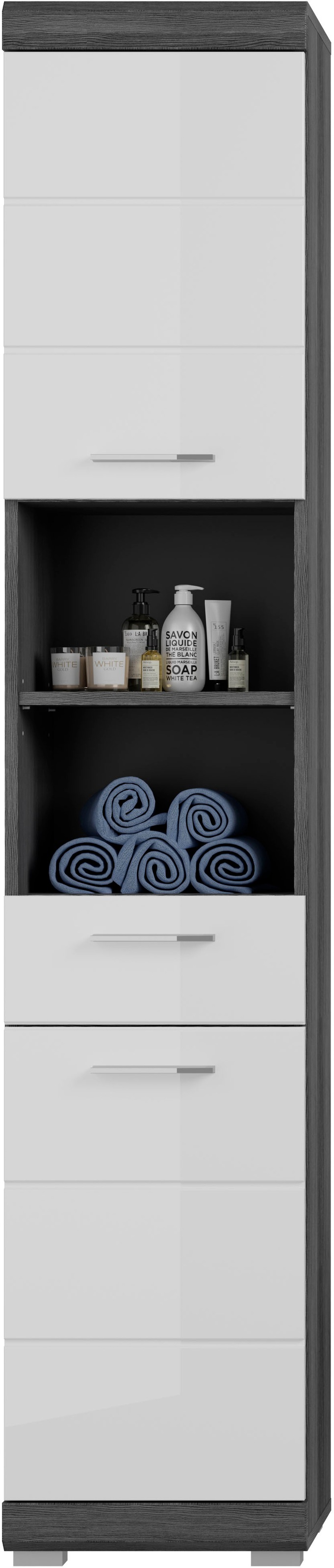 INOSIGN Badmöbel-Set »Siena, 3 teilig, bestehend aus:«, (Set, 3 St., TOPSELLER!), Hochschrank, Waschbeckenunterschrank, Spiegel