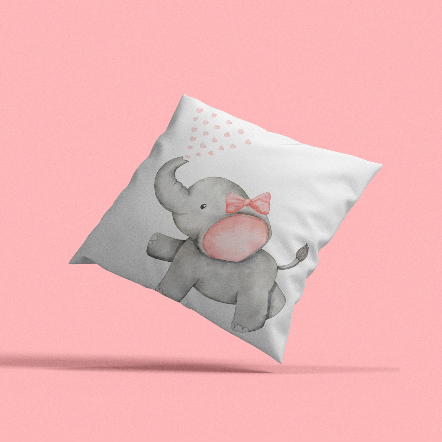 queence Dekokissen »Rosa Elefantenbaby«, Kissenhülle mit HD Premium Druck, geruchsneutral, 40x40cm