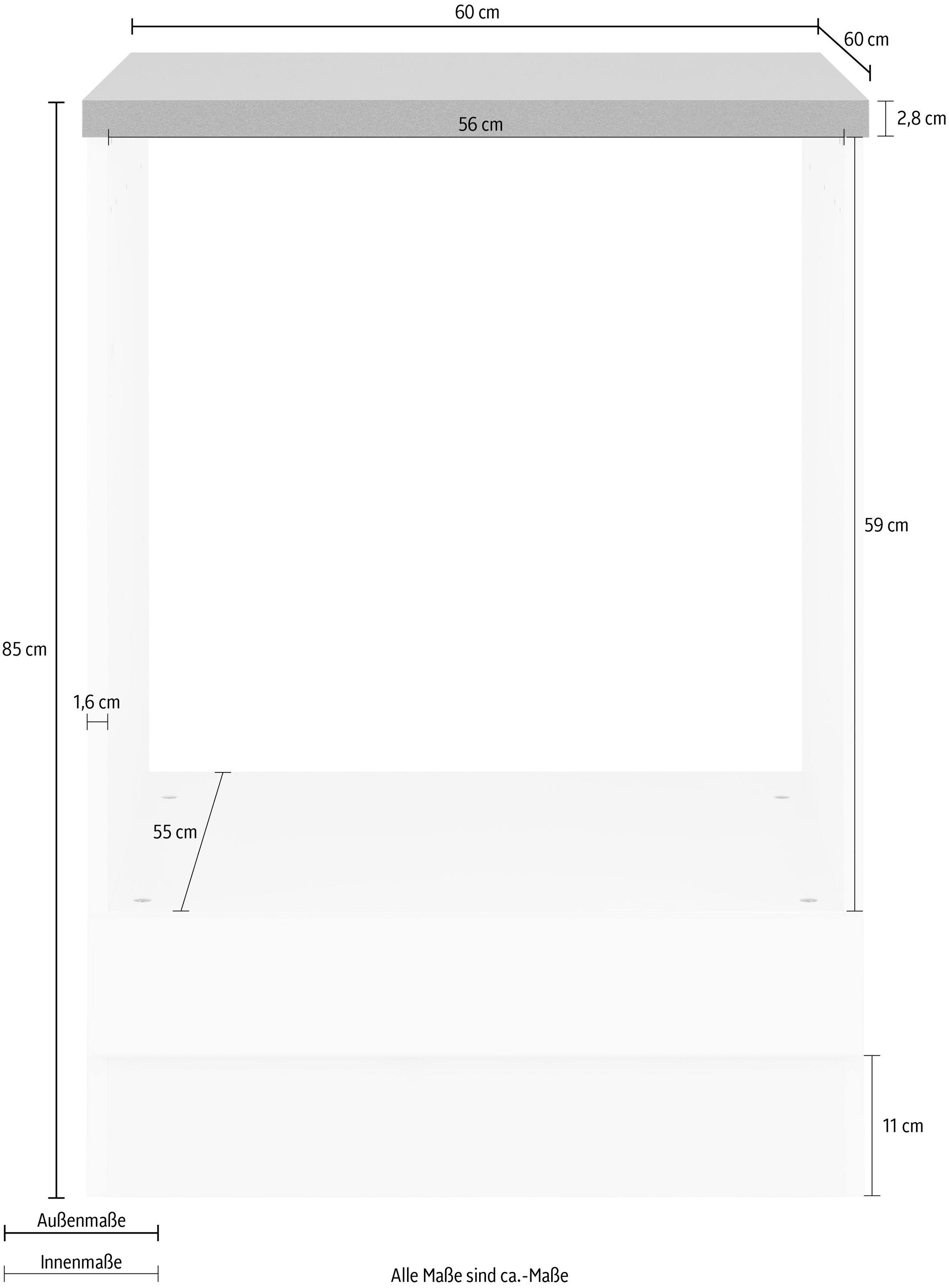 KOCHSTATION Herdumbauschrank »KS-Virginia« 85 cm hoch, 60 cm breit, Nische für Ofen B/H/T: 56/59/55 cm