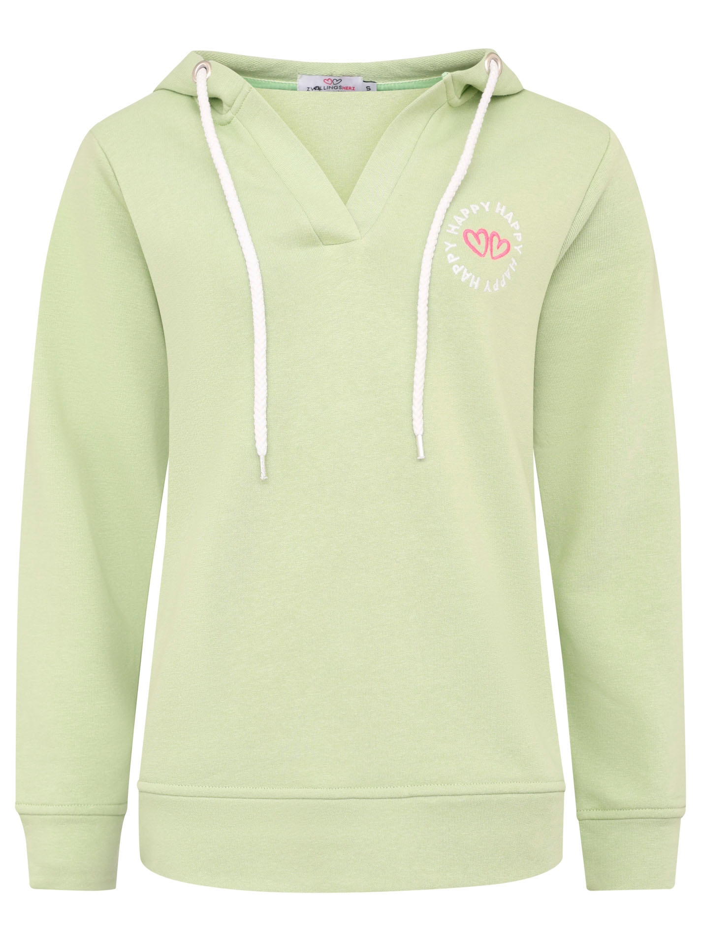 Zwillingsherz Hoodie »"Smile Everyday Enjoy"«, mit V-Ausschnitt und großer, gestickter Botschaft auf dem Rücken