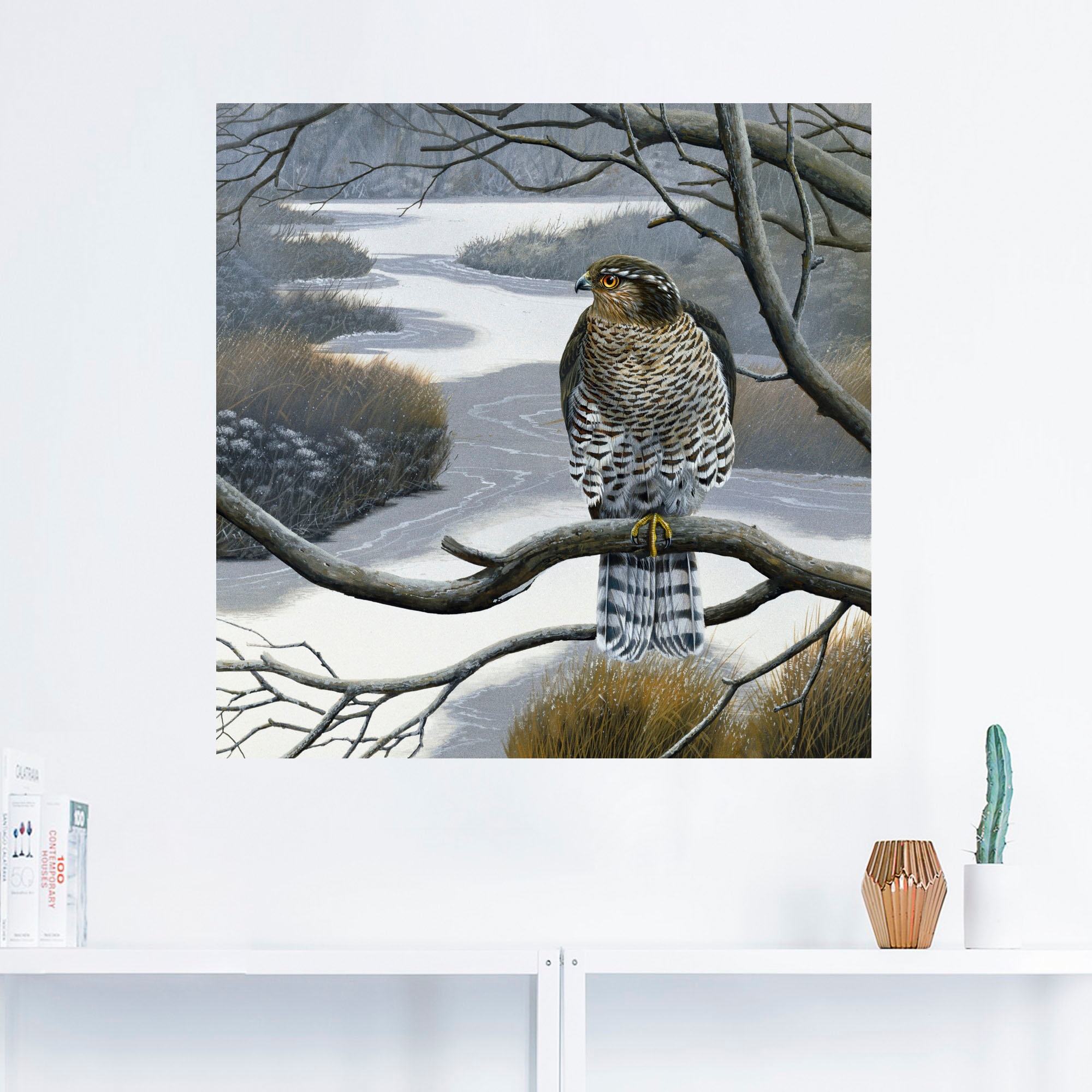 Artland Wandbild »Falke im Baum«, Vögel, (1 St.), als Leinwandbild, Wandaufkleber in verschied. Größen