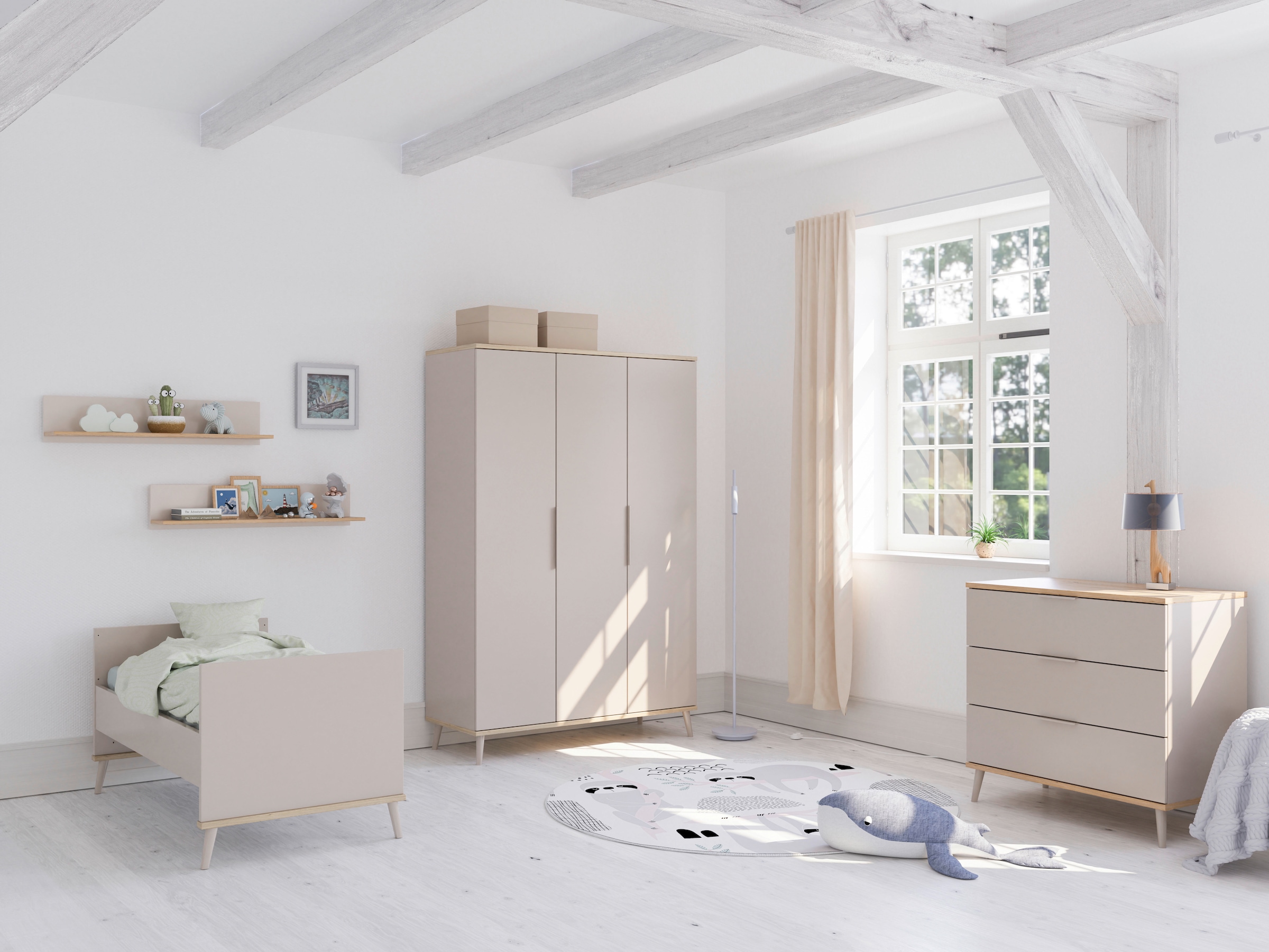 YUNY by PAIDI Wickelkommode »HAZEL in Beige, 3 Schubladen mit Soft-Close, inkl. Wickelaufsatz« bis 50 kg 95 cm Breite, Kommode mit abnehmbarem Aufsatz, geprüfte Sicherheit 94,7 cm