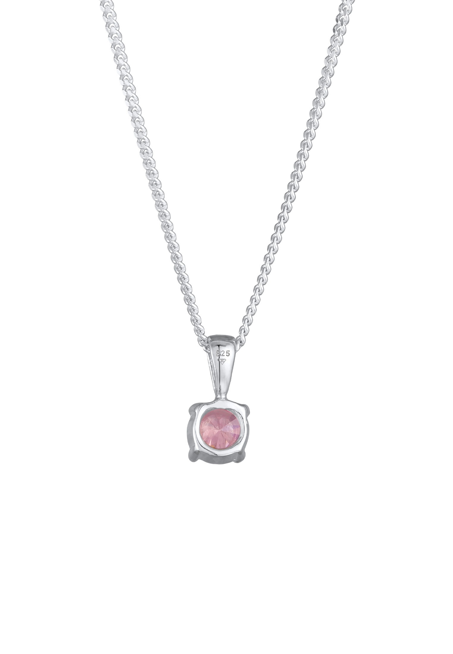 Elli Silberkette »Halskette Solitär Rosa Kristall Anhänger 925 Silber«