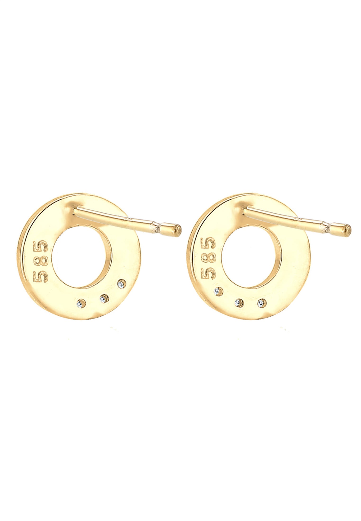 Elli DIAMONDS Paar Ohrstecker »Ohrringe Ohrstecker Kreis Diamant Brillantschliff (0.03 ct) 585 Gelbgold«