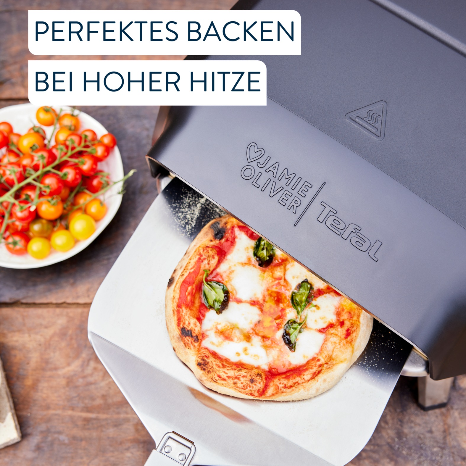 Tefal Pizzaofen »Jamie Oliver by Tefal Pizza Pronto, kompakter Gaspizzaofen für Zuhause«, 360° drehender Pizzastein, bis zu 400 °C, inkl. Pizzaschaufel, JM4168