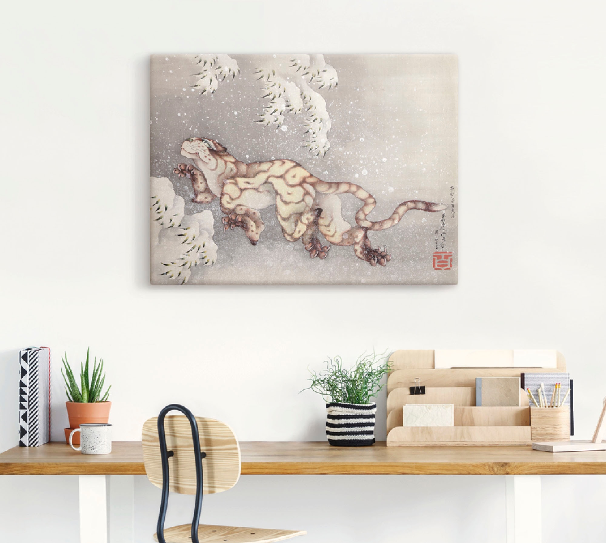 Artland Wandbild »Tiger in einem Schneesturm. Edo-Zeit«, Wildtiere, (1 St.), als Leinwandbild, Wandaufkleber in verschied. Größen