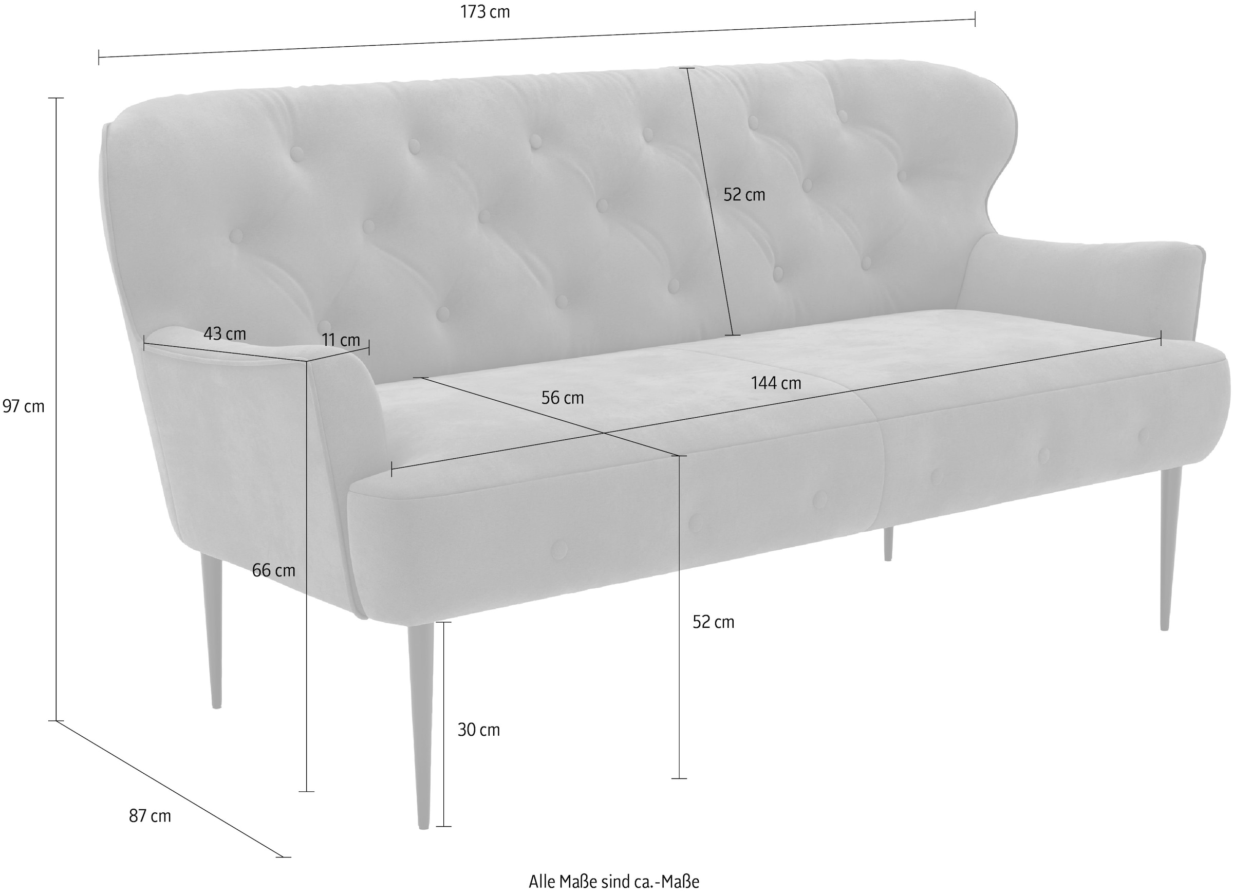 Home affaire 2,5-Sitzer »Amber« mit Knopfheftung,in verschieden Stoffarten