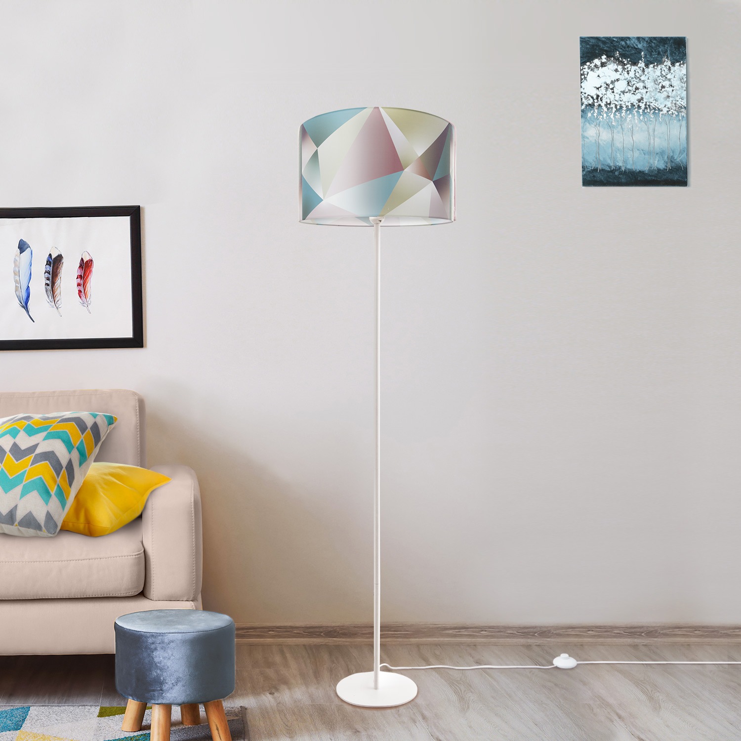 Paco Home Stehlampe »Kosy 309«, 1 flammig, Leuchtmittel E27 | ohne Leuchtmittel, LED Modern Wohnzimmer Schlafzimmer, Pastellfarben Deko E27