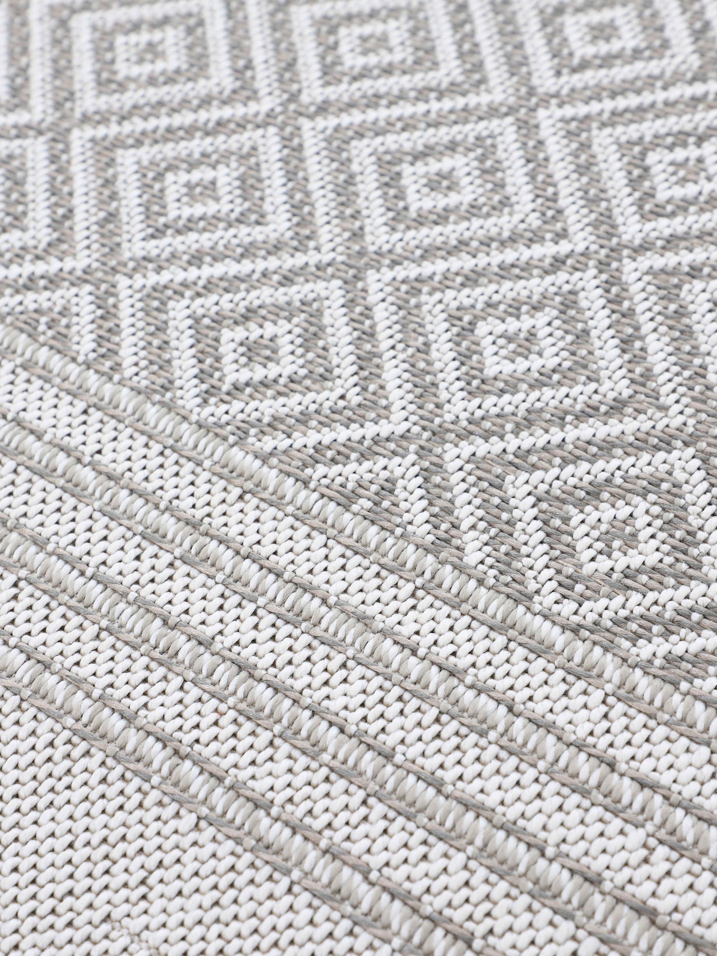 carpetfine Teppich »Boho 103«, rund, 4 mm Höhe, robustes Flachgewebe, Sisal Optik, UV-beständig, Außenbereich