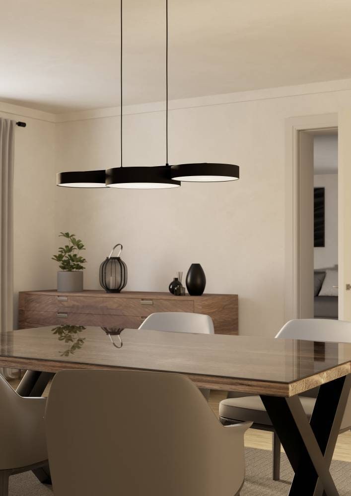EGLO Hängeleuchte »BARBANO-Z Hängelampe, schwarz weiß, ZigBee 3.0, Disco-Modus, Timer«, 3 flammig, Leuchtmittel LED-Modul | LED fest integriert, App und Sprachsteuerung Alexa, ‎82 x 30 x 110 cm, exkl. Fernbedienung