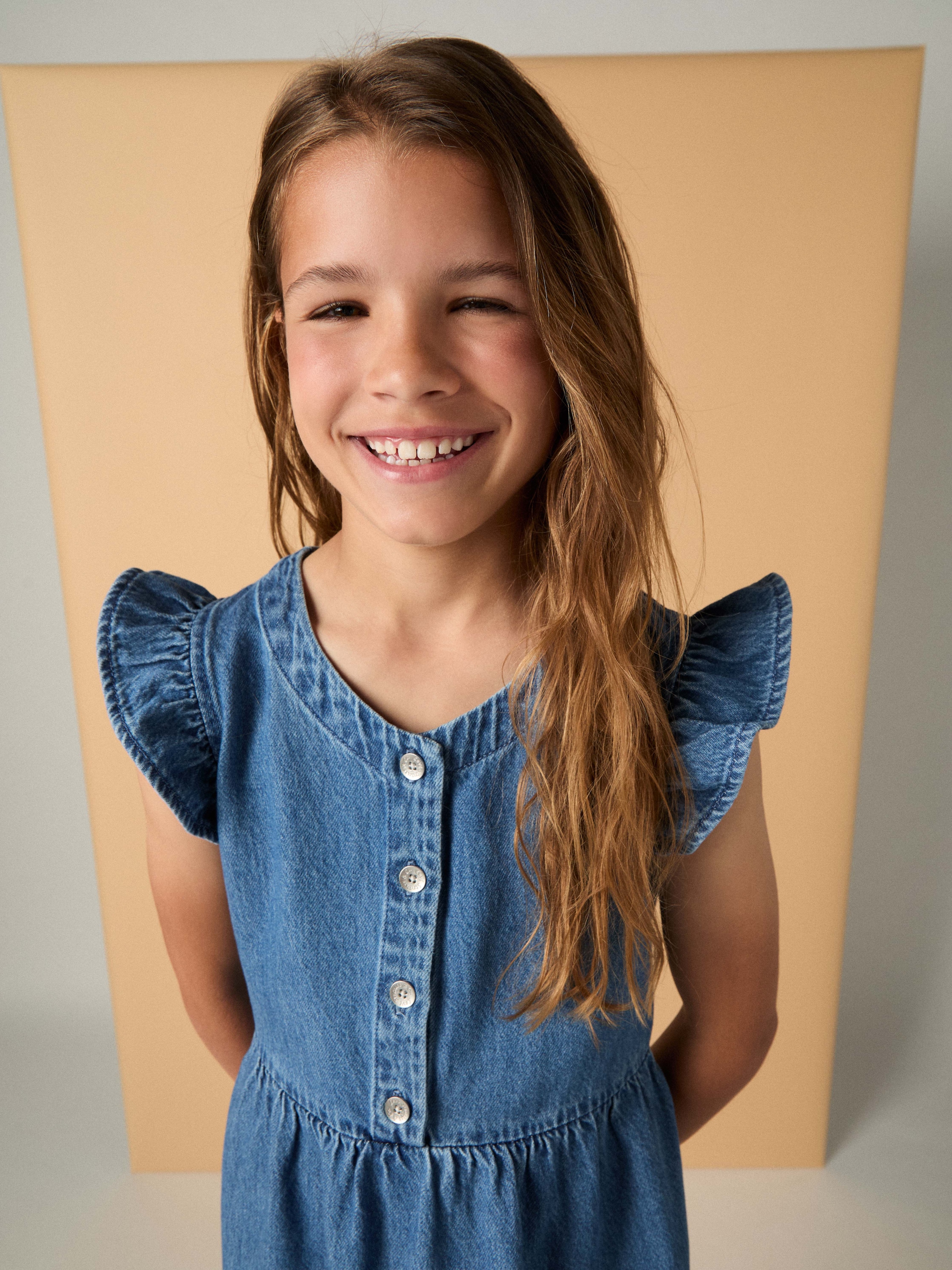 Levi's® Kids Jeanskleid »LVG FLUTTER SLEEVE BUTTON UP D« Ohne Taschen for Girls, mit kurzer Knopfleiste