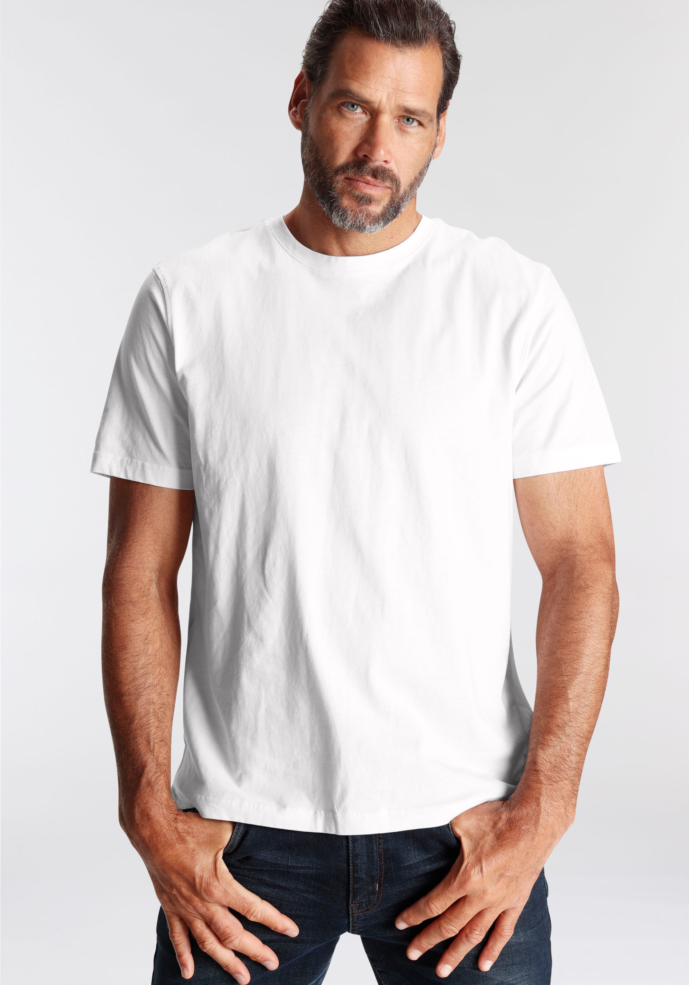 Man's World T-Shirt »neue Farben!«, (3er-Pack), Kurzarm, unifarben, Rundhals, aus Baumwolle