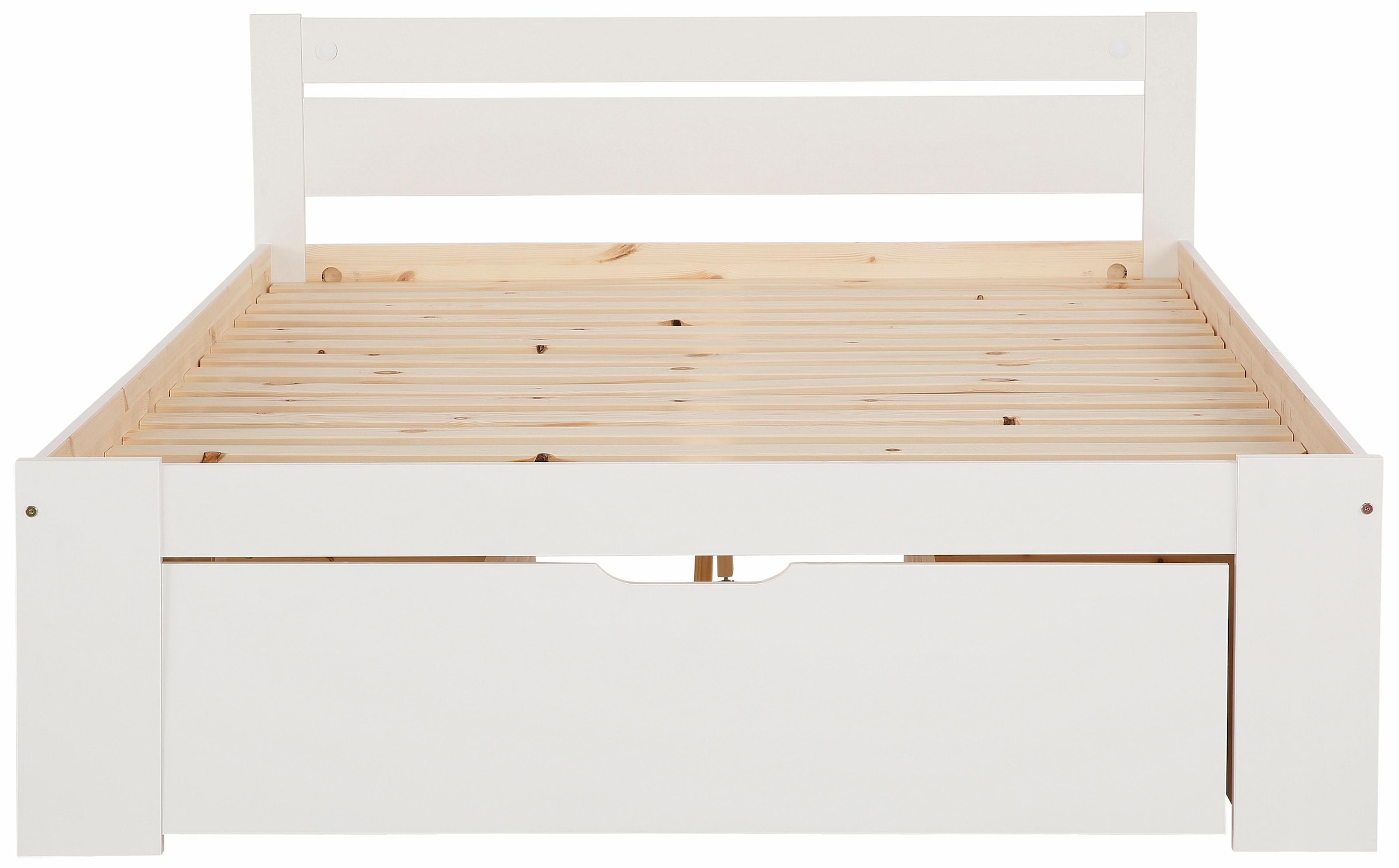 Home affaire Stauraumbett »"HANNES " Kieferbett, mit Schubladen und Regalen«, zertifiziertes Massivholz, ideal für kleine Räume