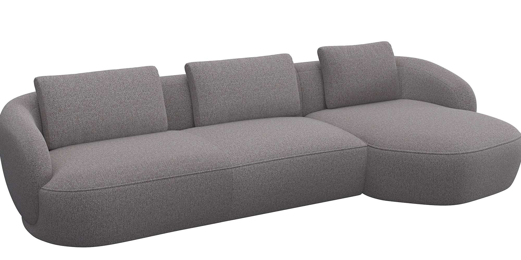 FLEXLUX Wohnlandschaft »Torino, rund, L-Form, Sofa-Ecke mit Recamiere, Longchair-Sofa« Modernes, organisches Sofa-Design, Kaltschaum, Wellenunterfederung