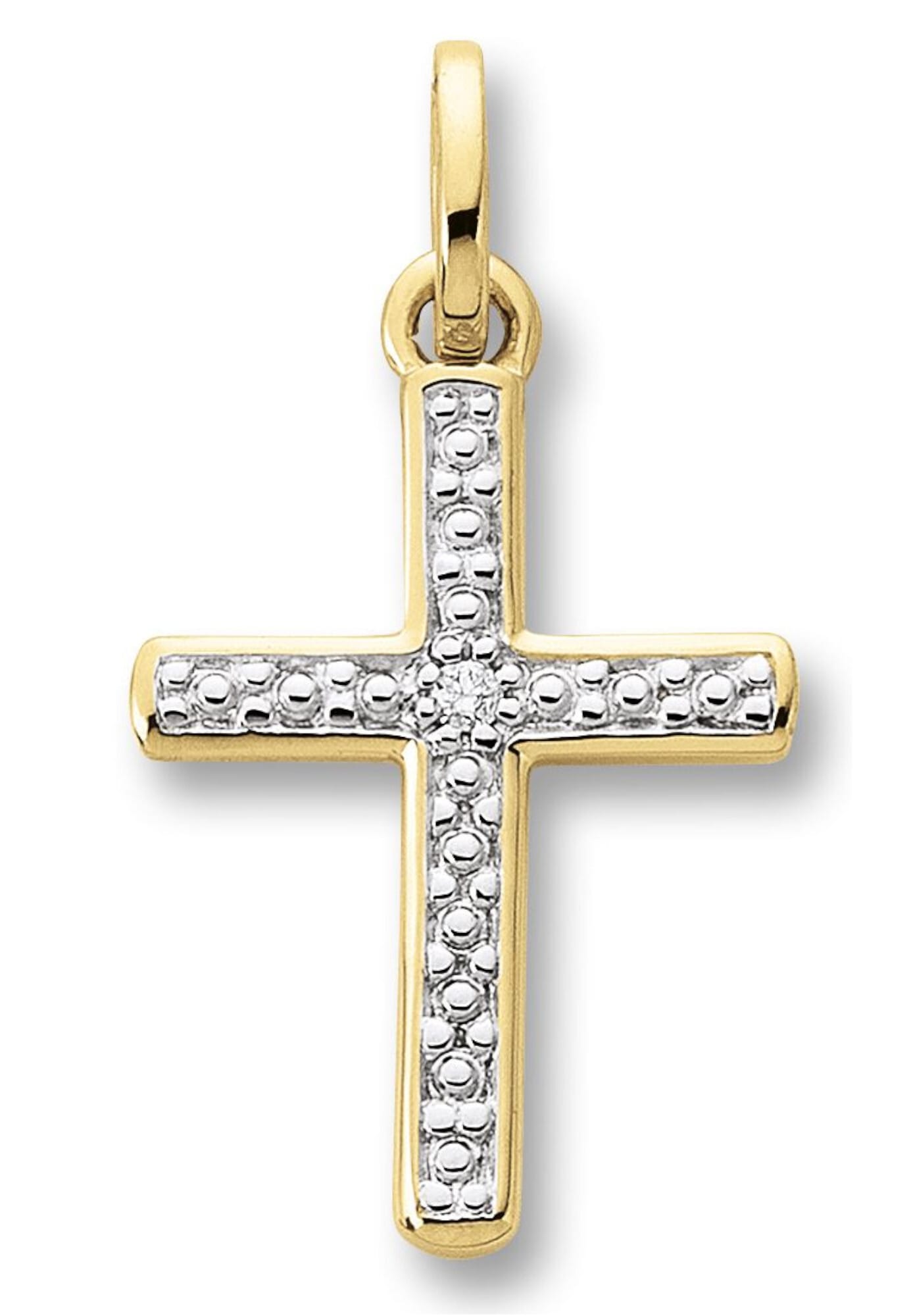 ONE ELEMENT Kreuzanhänger »0.01 ct Diamant Brillant Anhänger aus 585 Gelbgold«, Religion