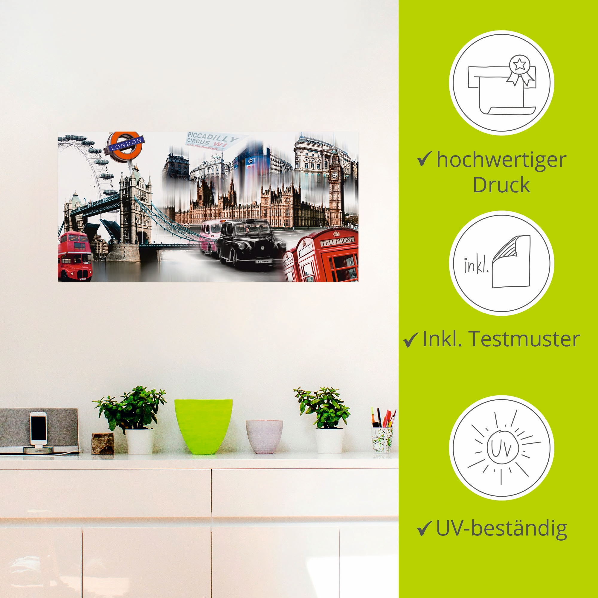 Artland Wandbild »London Skyline Collage IV«, Großbritannien, (1 St.), als Leinwandbild, Poster, Wandaufkleber in verschied. Größen