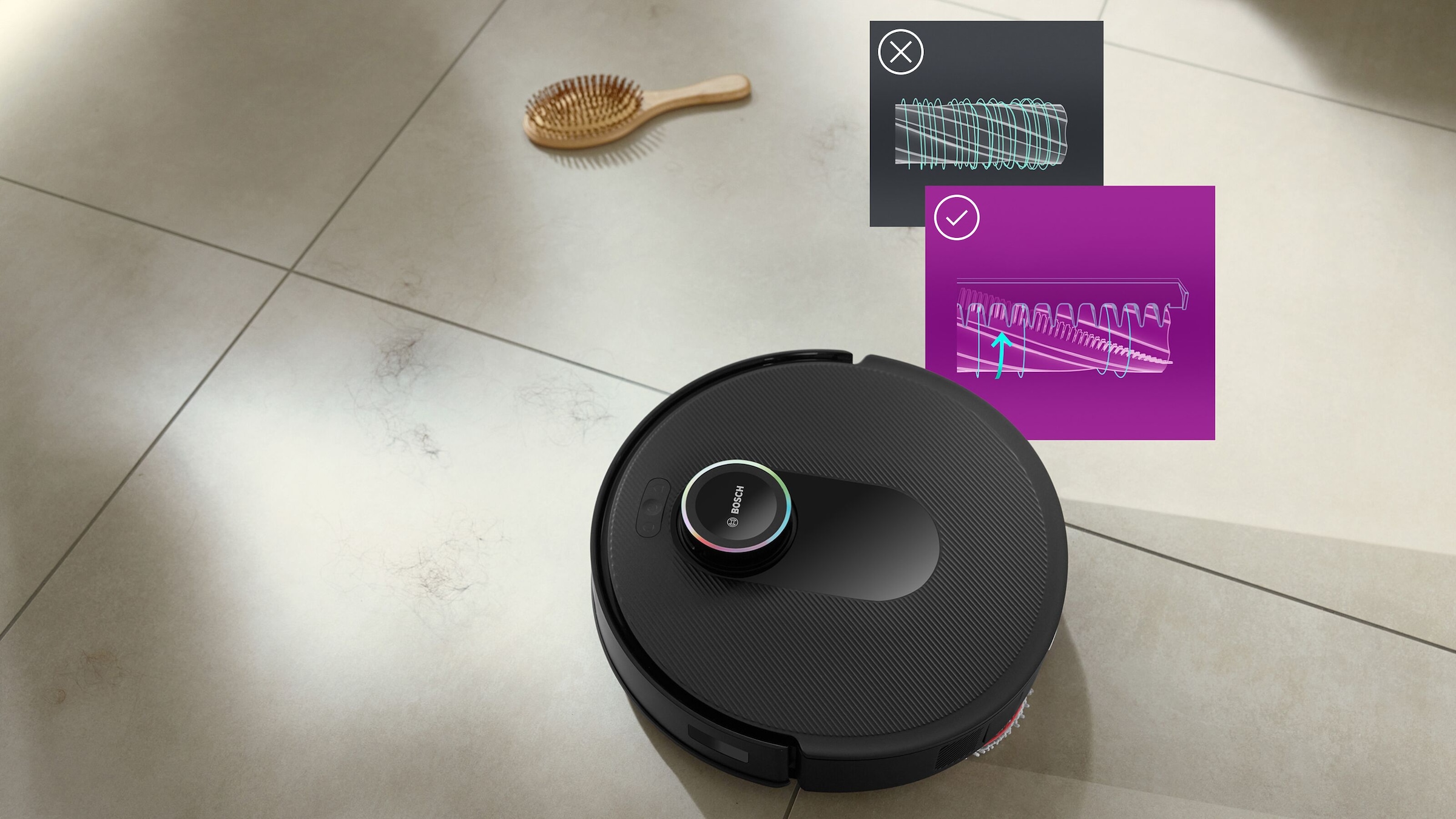 BOSCH Saugroboter »Spotless Max Cam BCRDW3BX, rotierende Wischpads, 70°C Selbstreinigung«, Datensicherheit, 11.000 Pa Saugkraft, Absaugstation, Kamera