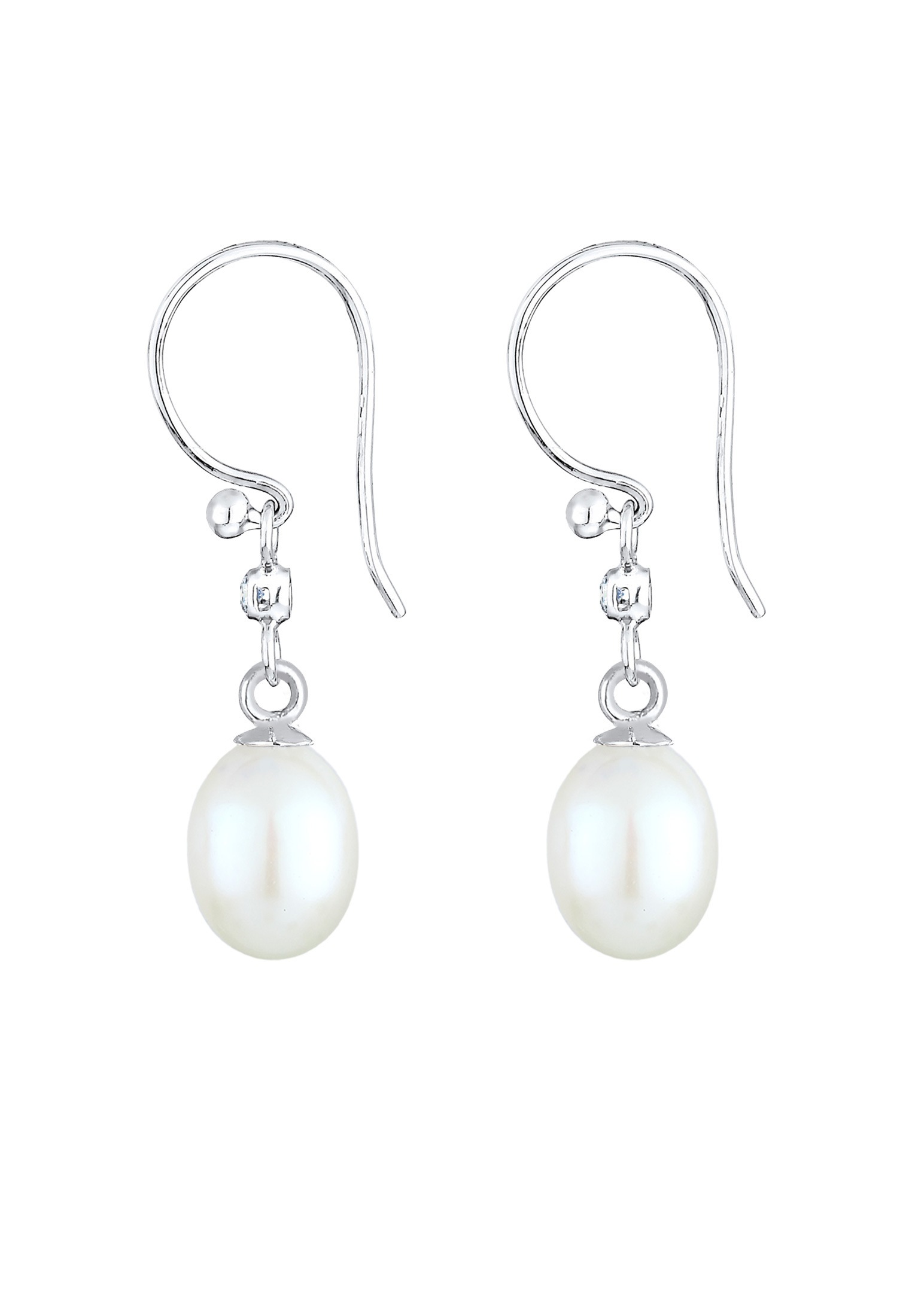 Elli DIAMONDS Paar Ohrhänger »Ohrringe Ohrhänger Diamant Süßwasserzuchtperle (0.03ct) 925 Sterling Silber«