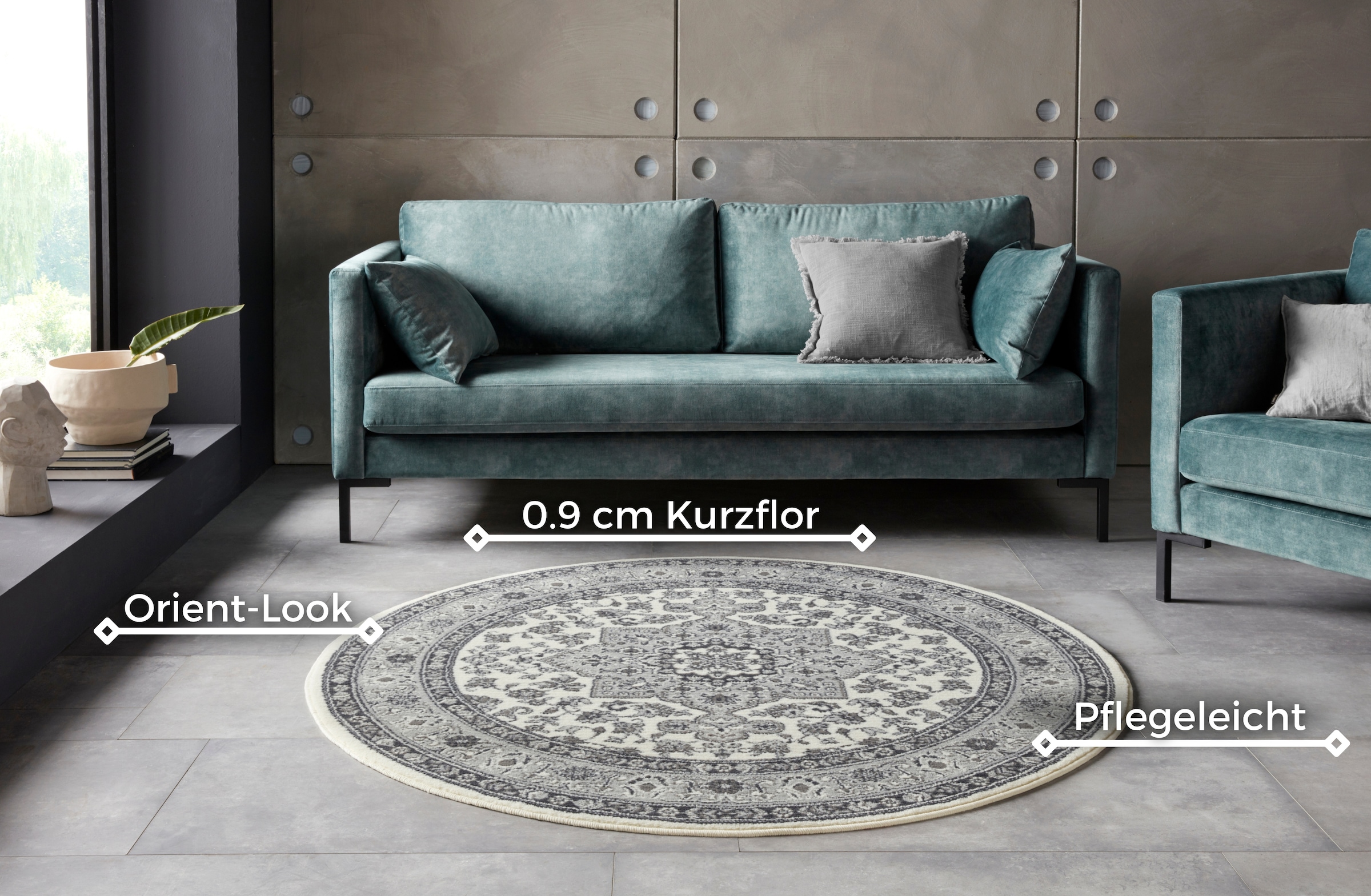 HANSE Home Teppich »Parun Täbriz«, rund, 9 mm Höhe, Kurzflor, Orient, Teppich, Vintage, Esszimmer, Wohnzimmer, Flur
