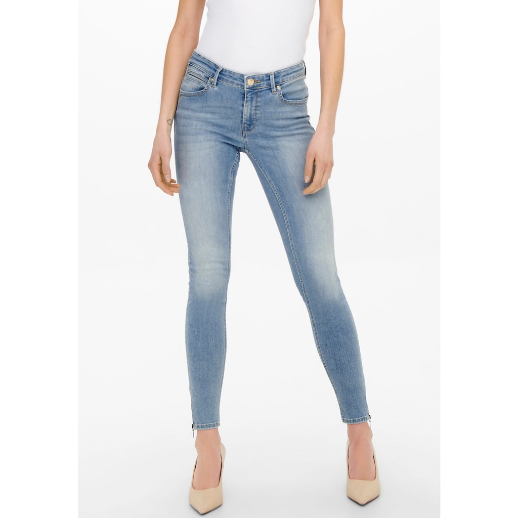 ONLY Skinny-fit-Jeans »ONLKENDELL RG SK ANK DNM TAI467 NOOS« mit Reißverschluss Detail am Bein