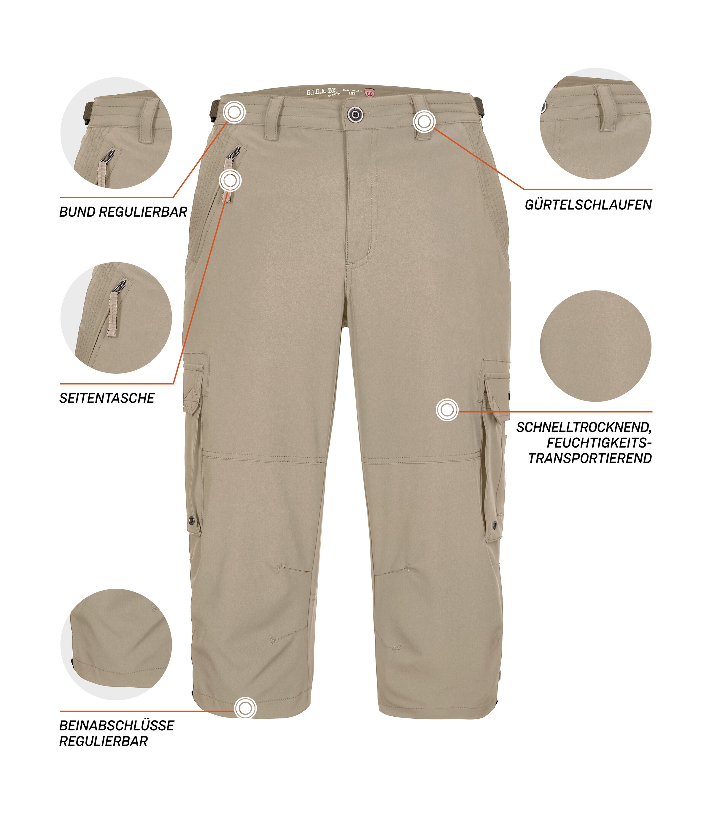 G.I.G.A. DX by killtec 3/4-Hose »GS 35 MN PNTS«, Leichte, schnelltrocknende 3/4 Hose mit verstellbarem Bund und Taschen