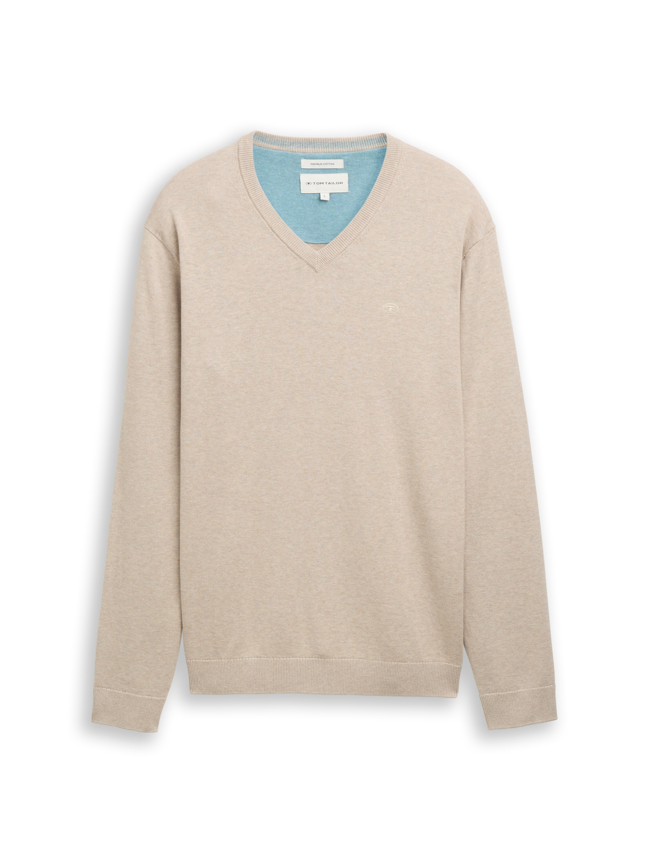 TOM TAILOR V-Ausschnitt-Pullover mit kleiner Logo-Stickerei