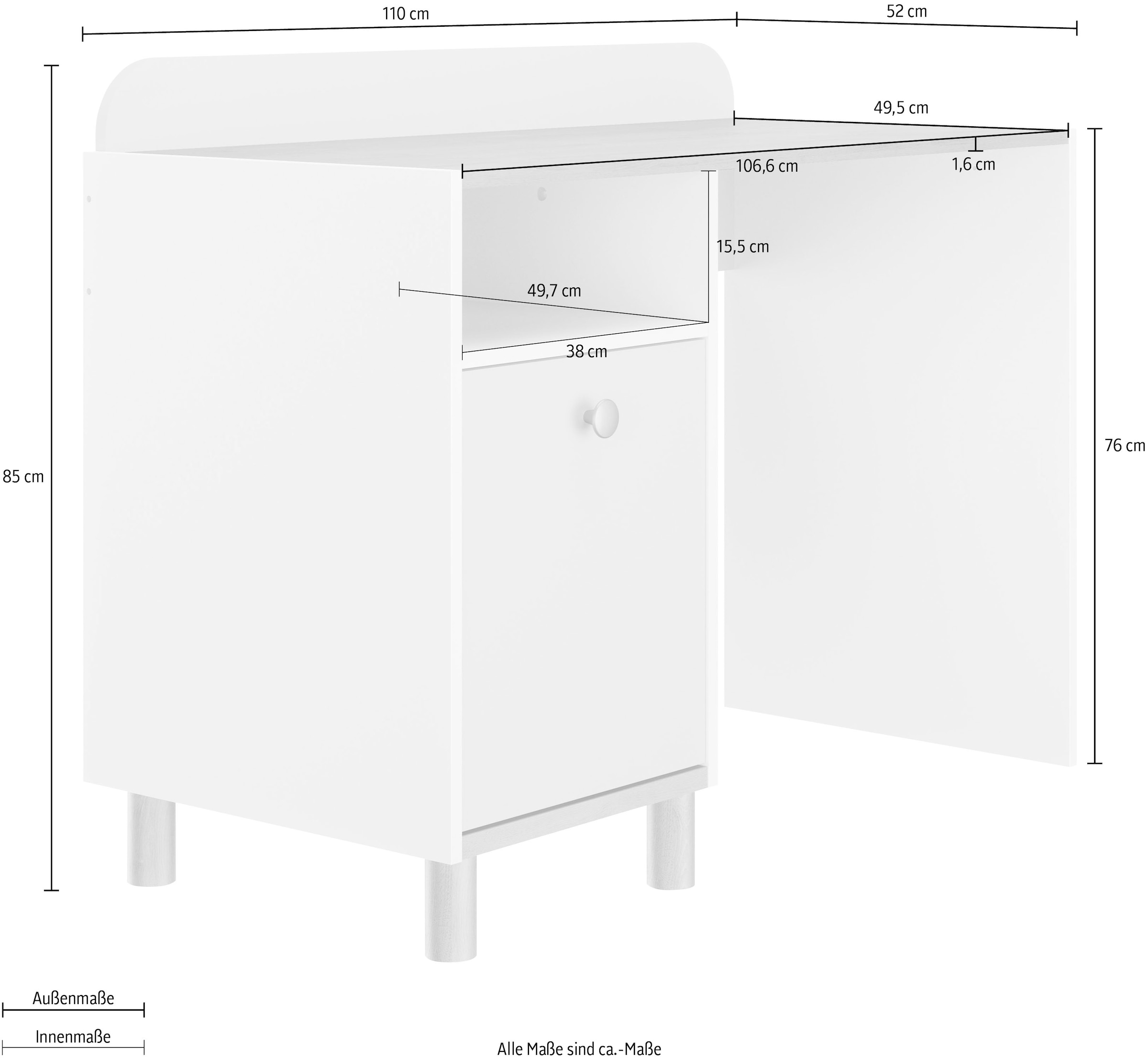 Gami Schreibtisch »Romy«, (1 St.), Elegantes Design für eine sanfte und feminine Atmosphäre.