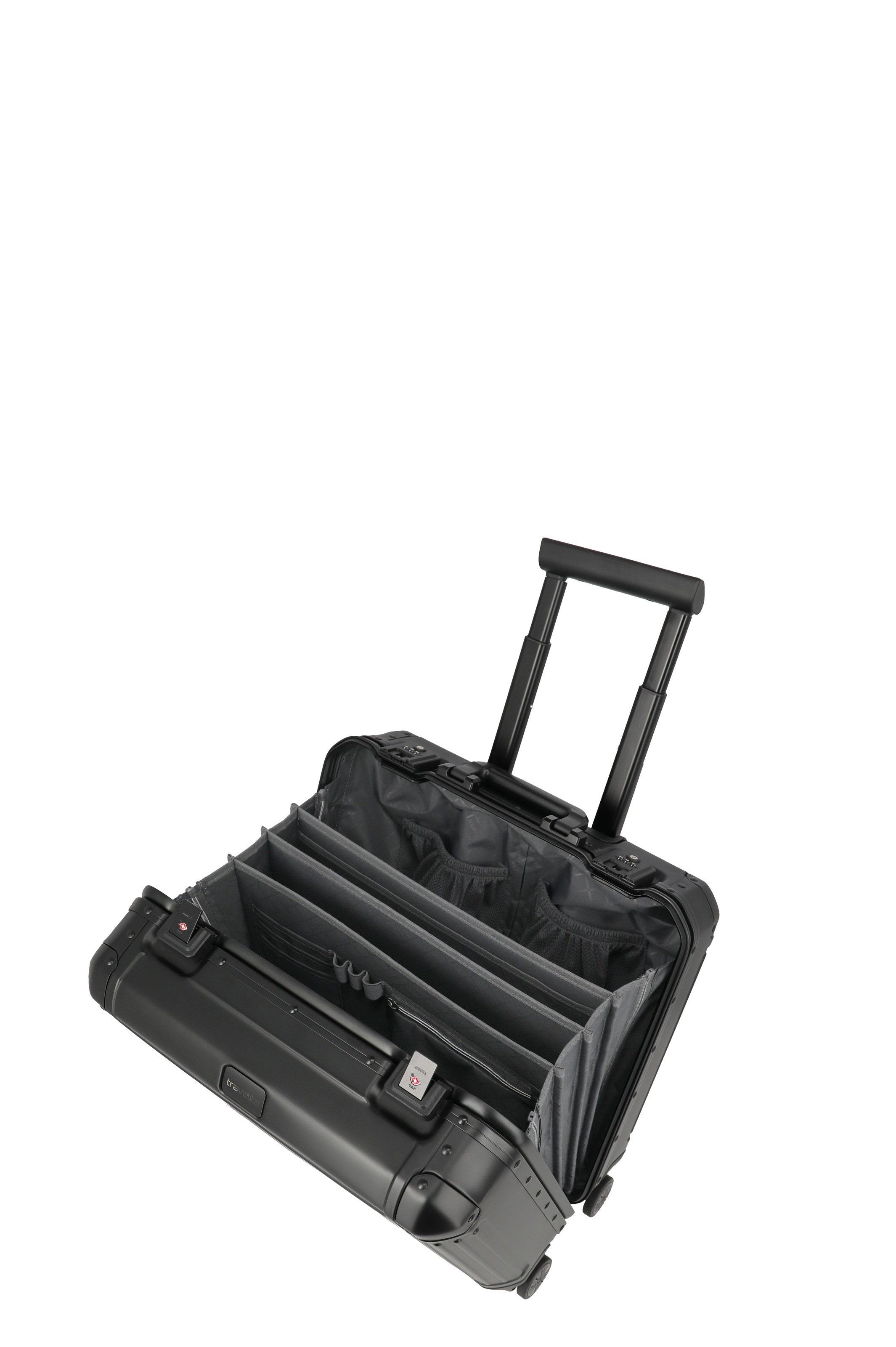 travelite Hartschalen-Trolley 32 l 4 Rollen 15,6"-Laptopfach, TSA-Schlösser und herausnehmbare Dokumentenfächer