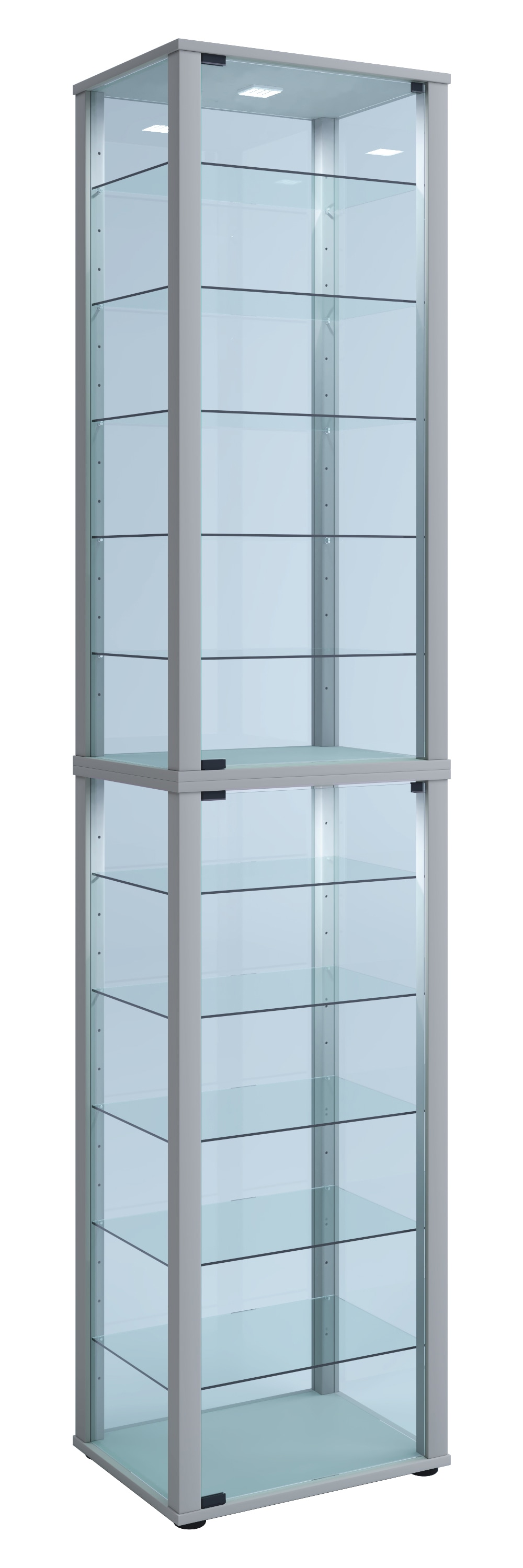 VCM Vitrine »VCM Glasvitrine stehend | Vitrine Glas mit ESG-Sicherheitsglas | Maße ca. H. 227 x B. 50 x T. 38 cm | Standvitrine Glas | Modern und platzsparend | Glas Vitrinenschrank ¿ Kavisa XXL«, (1 St.)