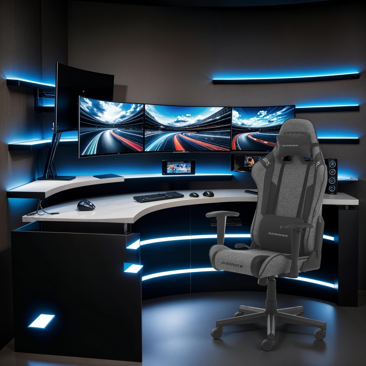 MCA furniture Gaming-Stuhl »DX Racer Prince Gamingchair« (Set) 1 Stk.Gaming,Racing,Design,Lordose,Kissen,Armlehne,drehbar,verstellbar