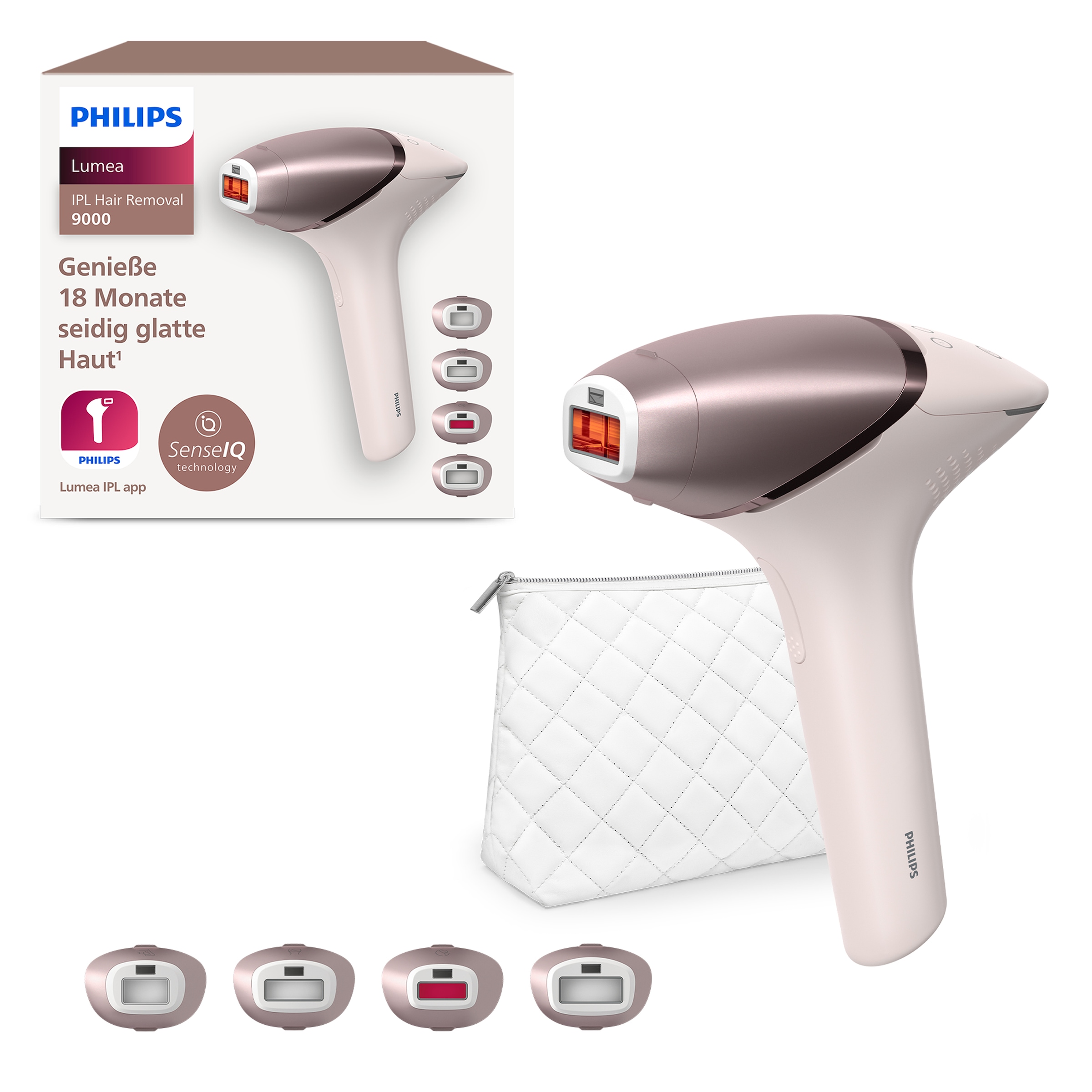 Philips IPL-Haarentferner »Lumea S9000 BRI958/00«, 450.000 Lichtimpulse, 4 Aufsätze (Achseln,...