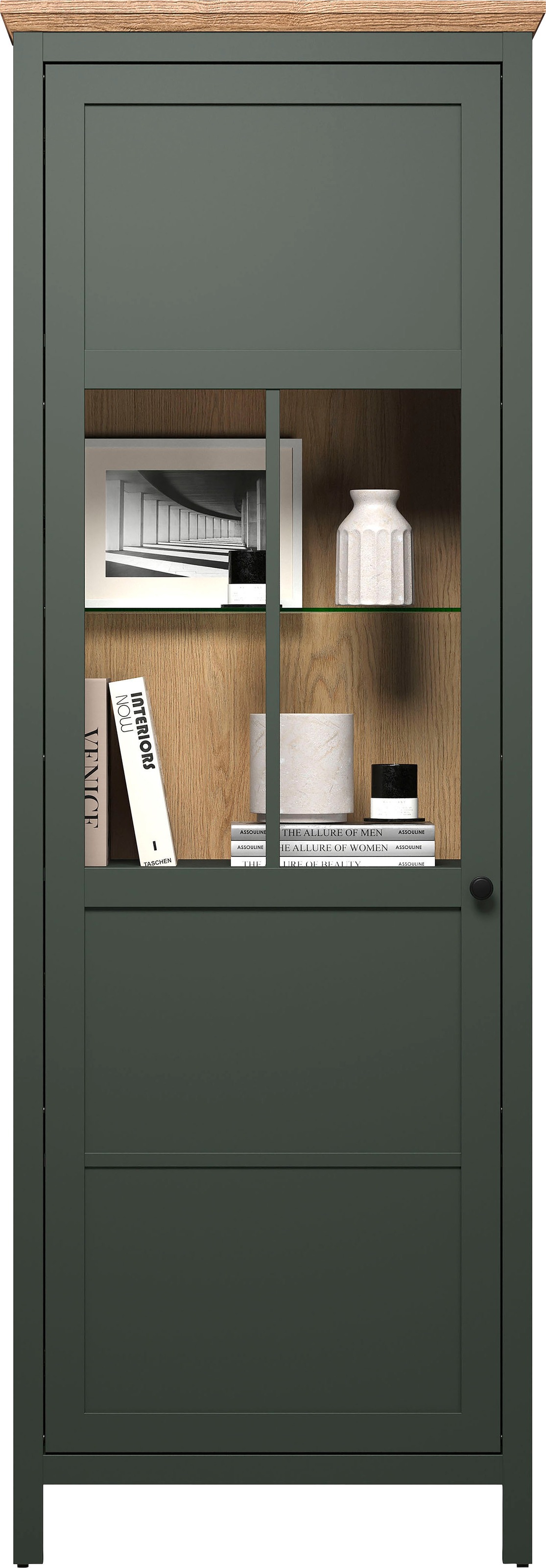 Home affaire Vitrine »Vienna« 1 Stk. tlg. Standvitrine mit Beleuchtung und 5 Fächern im Landhausstil