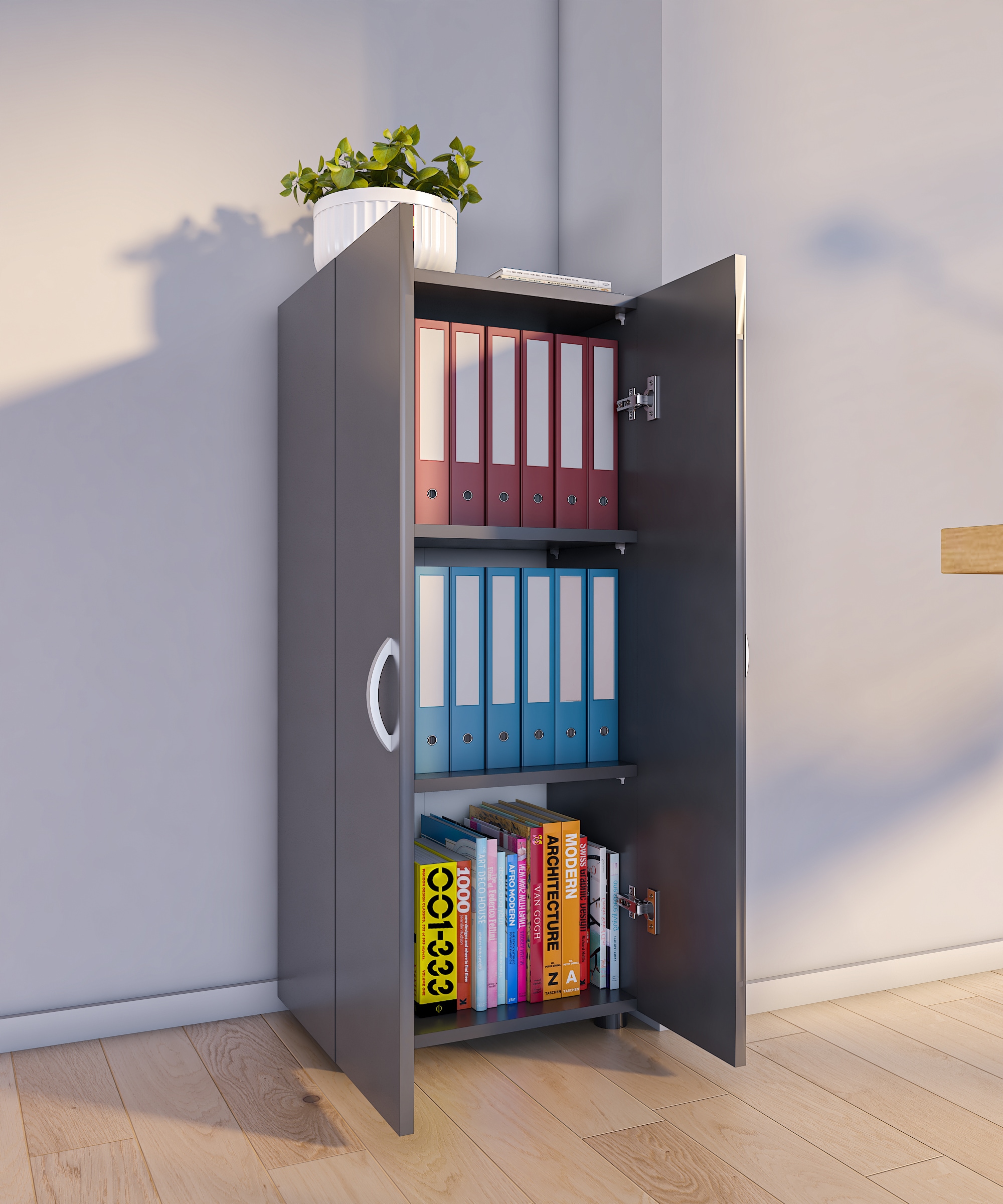 VCM Aktenschrank »Büroschrank Bücher Ordner Aktenschrank Ulas 3fach« 1 Stk. tlg.