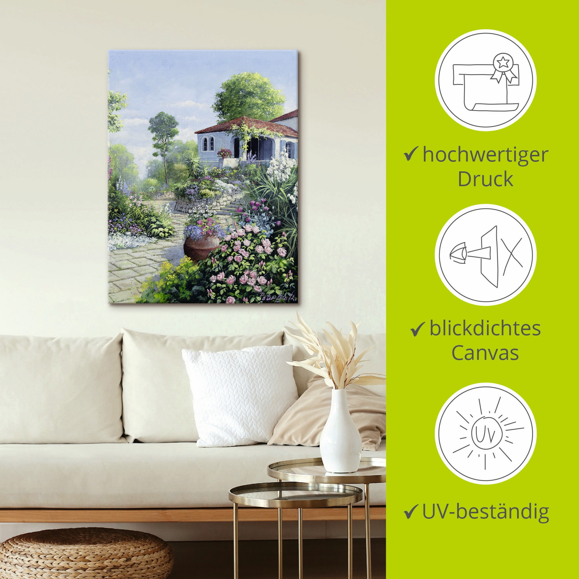 Artland Wandbild »Italienischer Garten I«, Garten, (1 St.), als Leinwandbild, Wandaufkleber in verschied. Größen