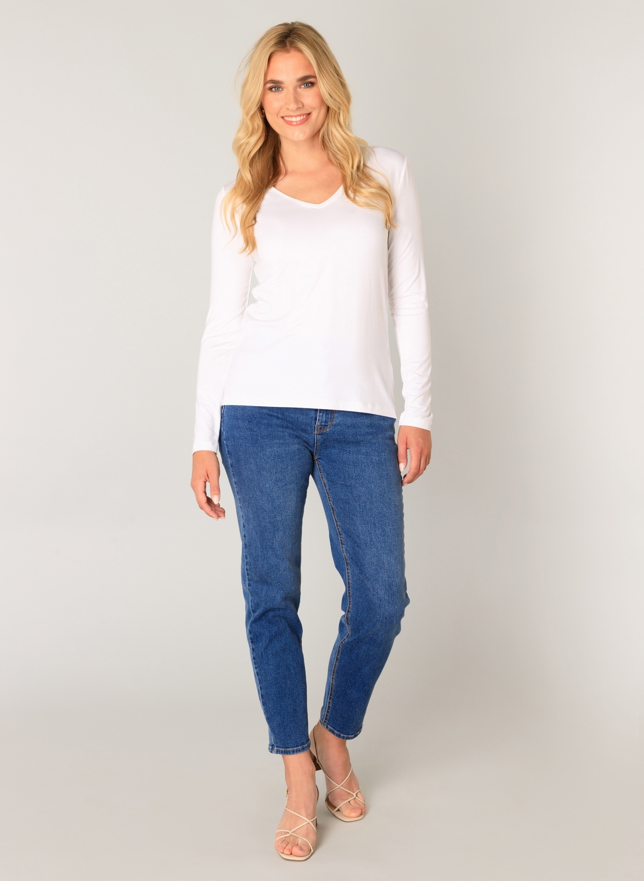 Base Level Langarmshirt, mit V-Ausschnitt