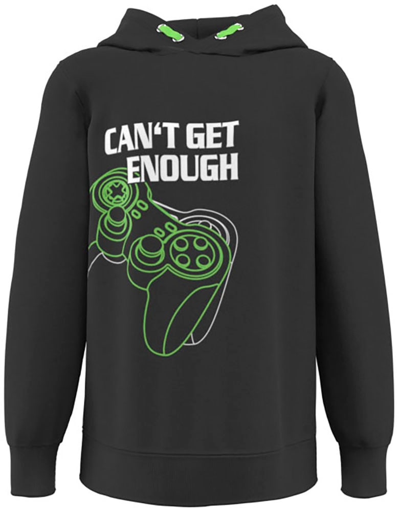 KIDSWORLD Kapuzensweatshirt »CAN´T GET ENOUGH - Spruch«, bedrucktes Design, aus Baumwolle