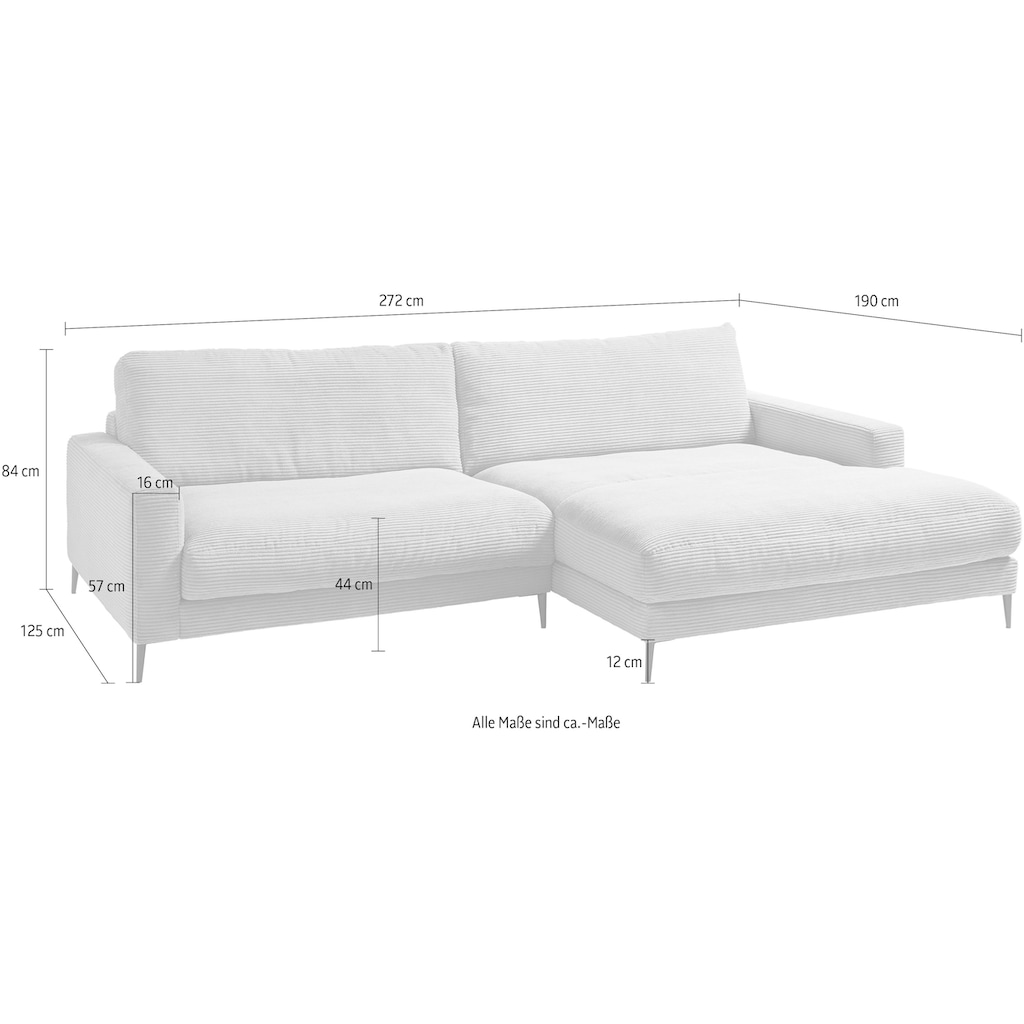 INOSIGN Ecksofa »Downtown, B/T/H: 272/190/84 cm«