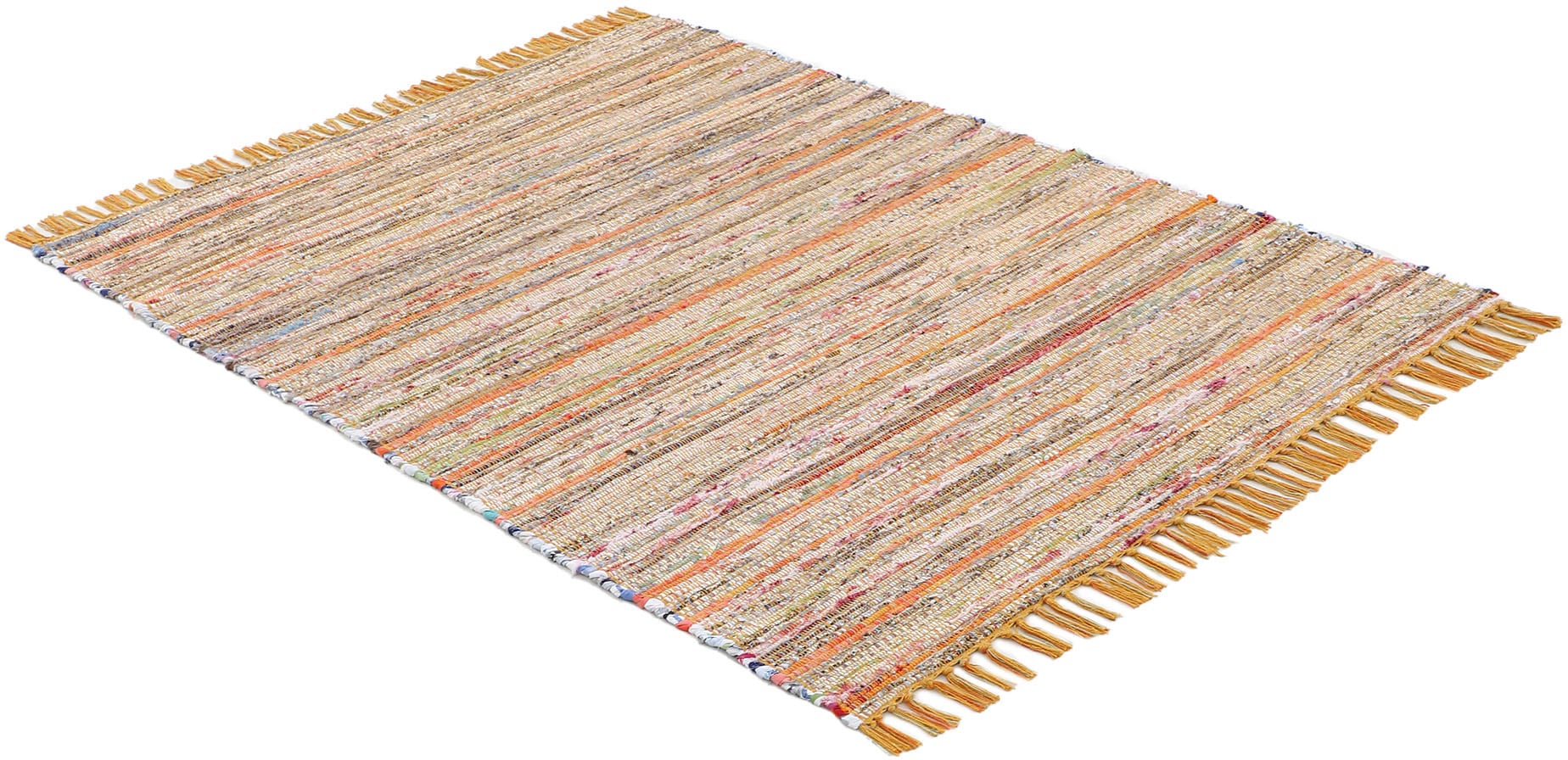 carpetfine Teppich »Kelim Chindi, Wendeteppich«, rechteckig, 6 mm Höhe, handgewebt, Fleckerlteppich mit Fransen, auch vielen in Läufergrößen